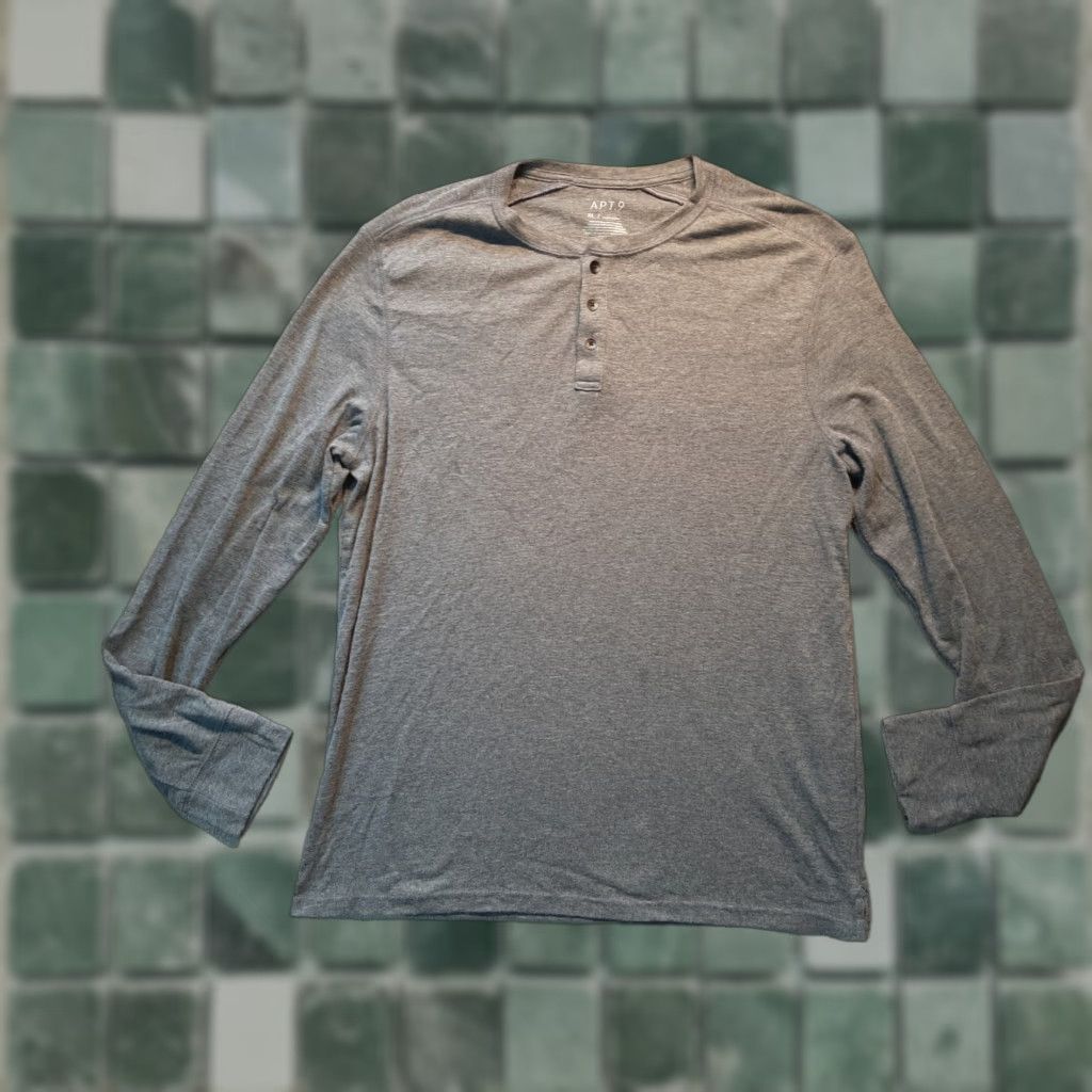 Apt. 9 APT 9 Long Sleeve Shirt Womens XL Gray Pullover Button-Up Collared Classic Regular Woven All Seasons Casual Basic Shirt Size XL / US 12-14 / IT 48-50 - 1 Thumbnail