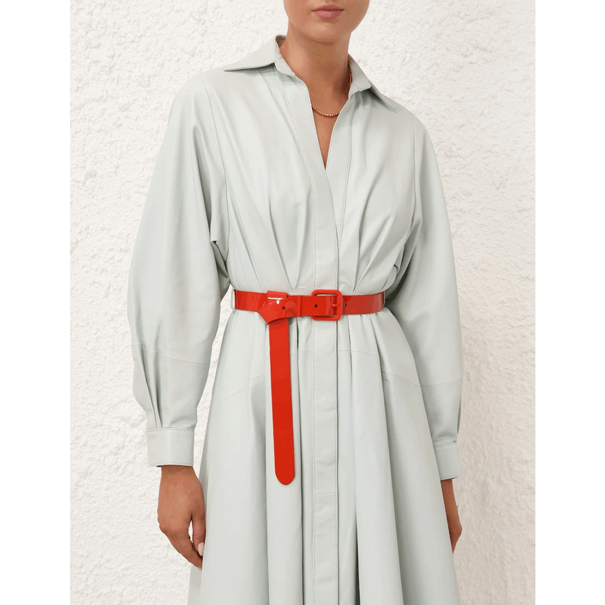 Zimmermann oc11z0525 Natura Leather Tuck Dress in Mint Size M / US 6-8 / IT 42-44 - 5 Thumbnail