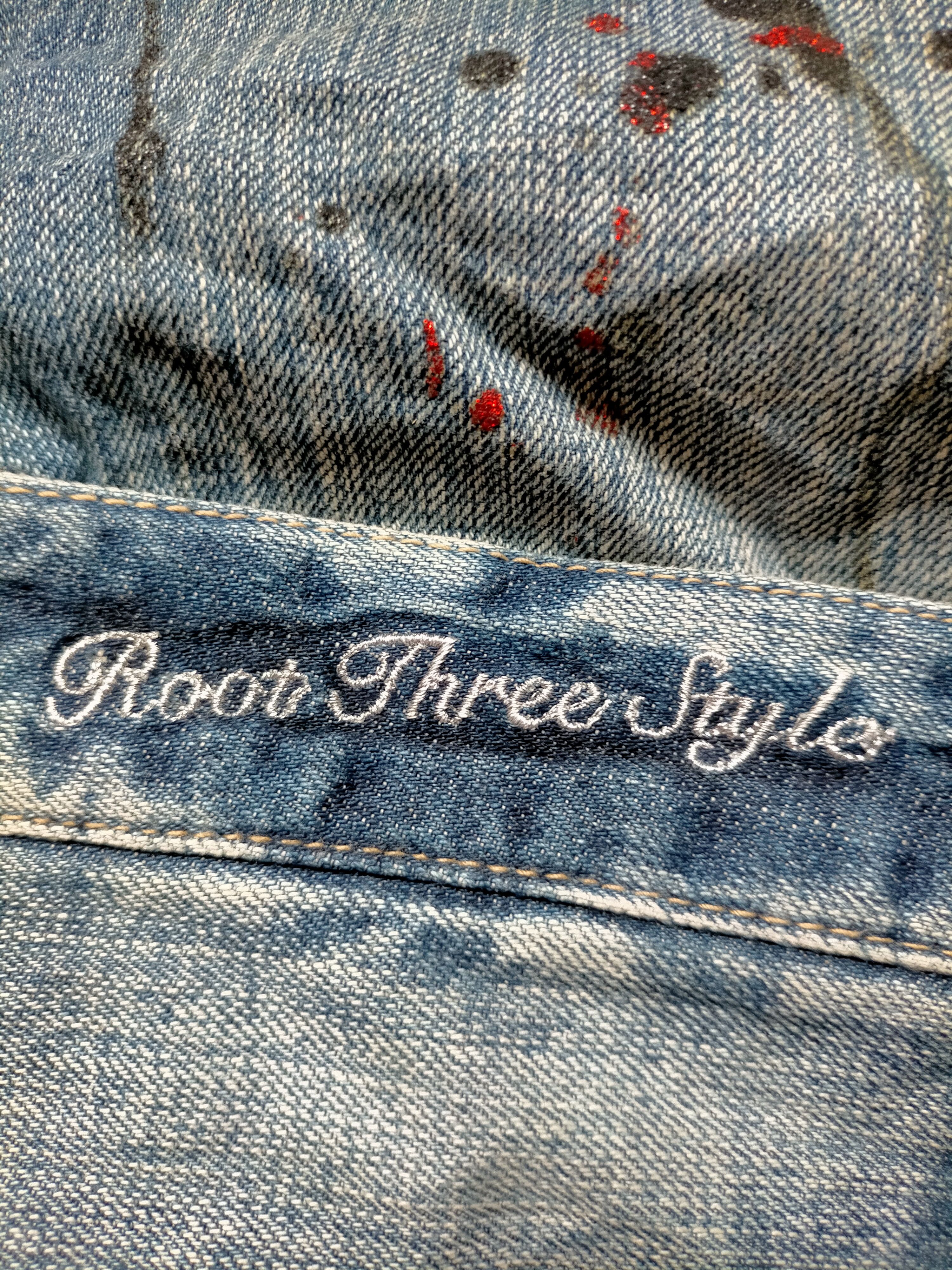 Hysteric Glamour × Japanese Brand Flare Jeans Root Three Acid Wash Painted Boot cut denim Size US 32 / EU 48 - 17 Thumbnail