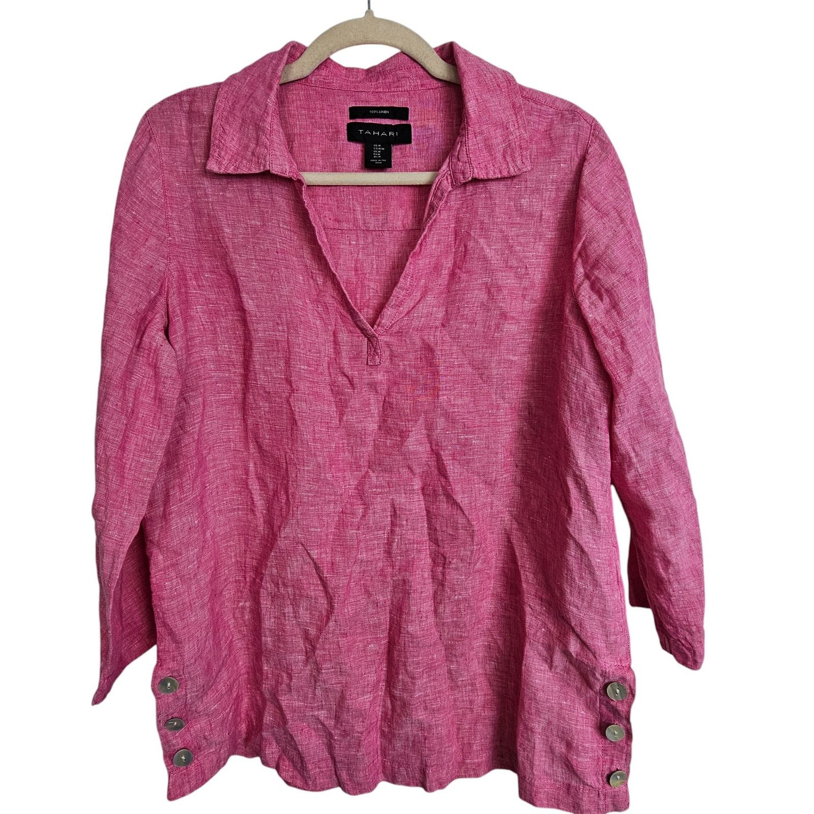 Elie Tahari Tahari Womens Linen Tunic Sz M Lagenlook Resortwear Coastal Size M / US 6-8 / IT 42-44 - 1 Thumbnail