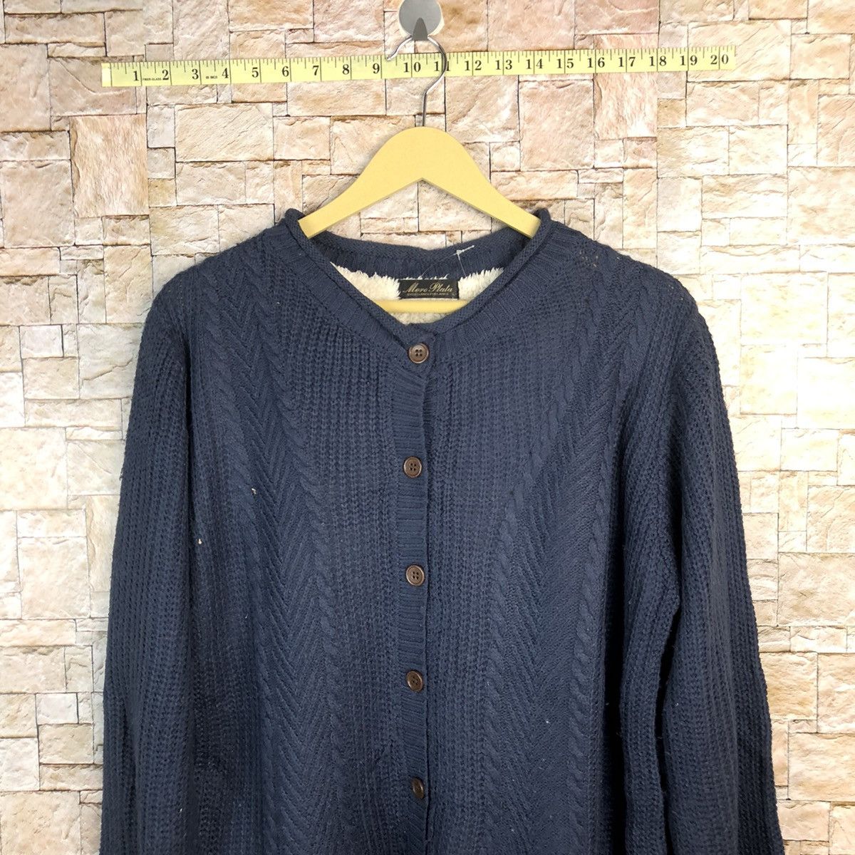 Japanese Brand More Planta Dark Blue Patterned Cardigans #A751 Size L / US 10 / IT 46 - 2 Thumbnail