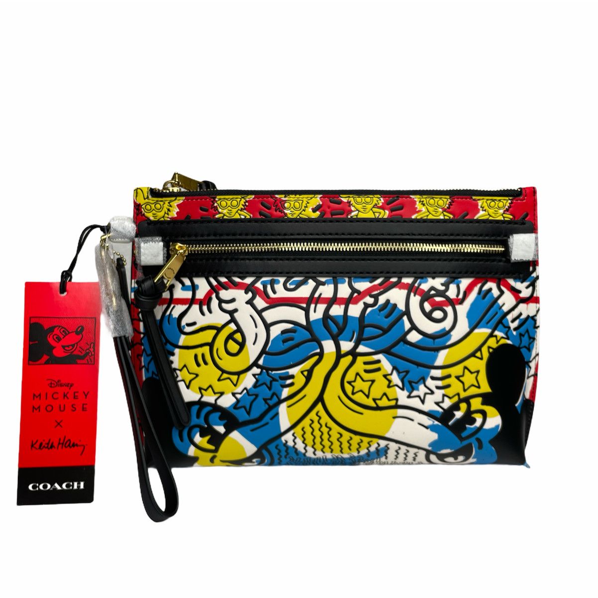 image of Coach Mickey Keith Haring Academy Pouch Wristlet Bag in Blue, Men's