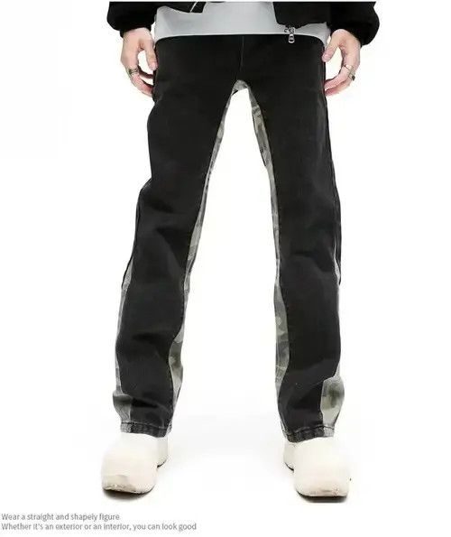 VIBE Camouflage Patchwork Straight Black Jeans Mens Size US 30 / EU 46 - 1 Thumbnail