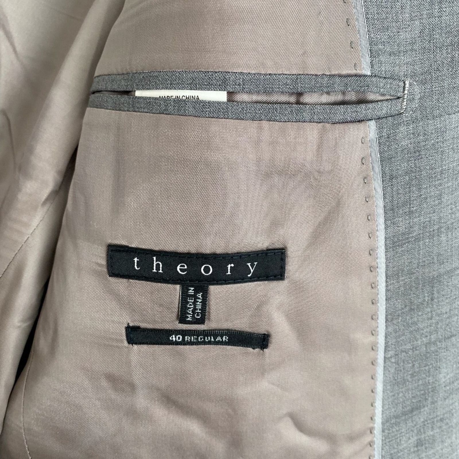 Theory Theory Men's Light Grey Wool Stretch Suit Blazer - 40R Size 40R - 5 Thumbnail
