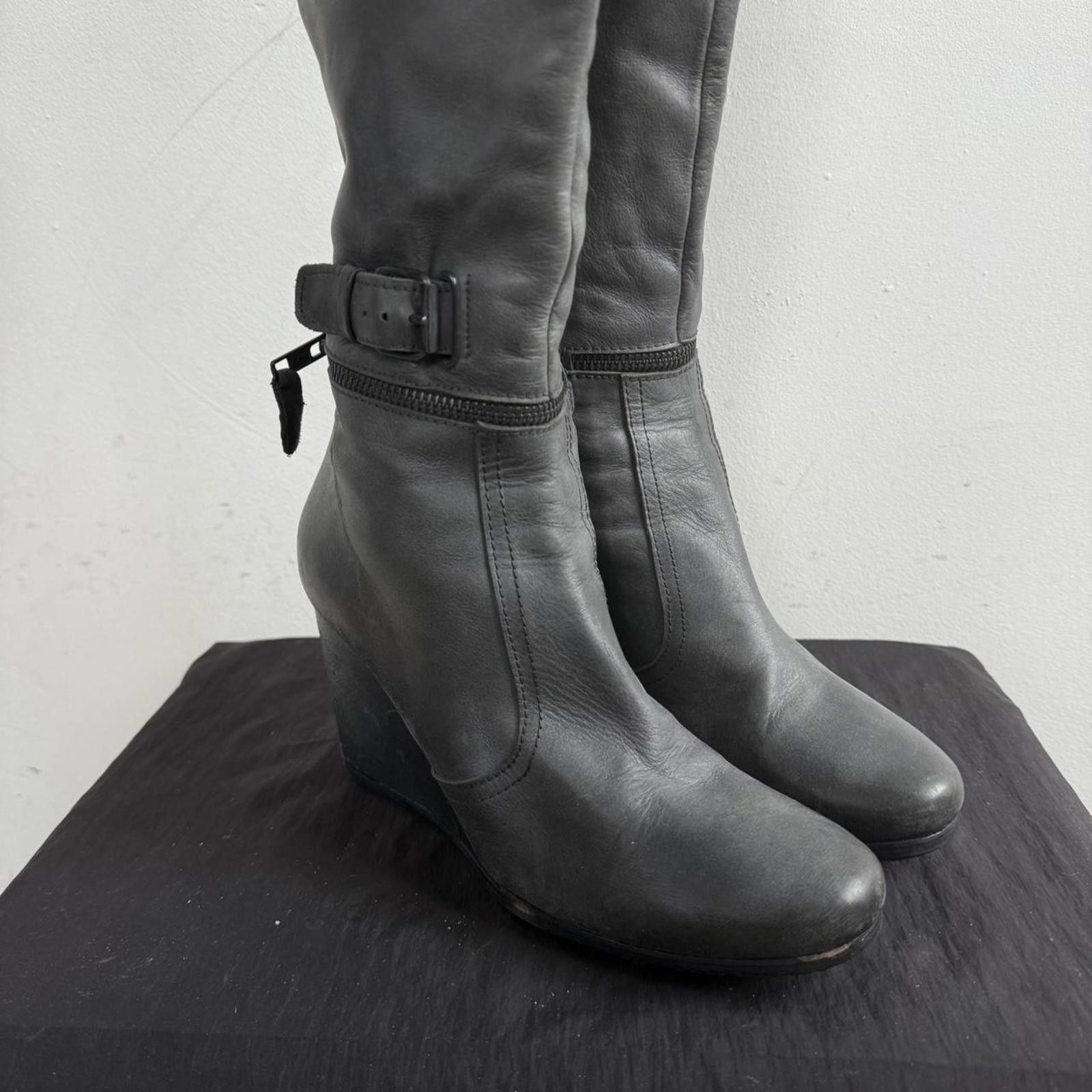 Other Billi Bi Knee High Wedge Leather Boots Grunge Size US 5 / IT 35 - 3 Thumbnail
