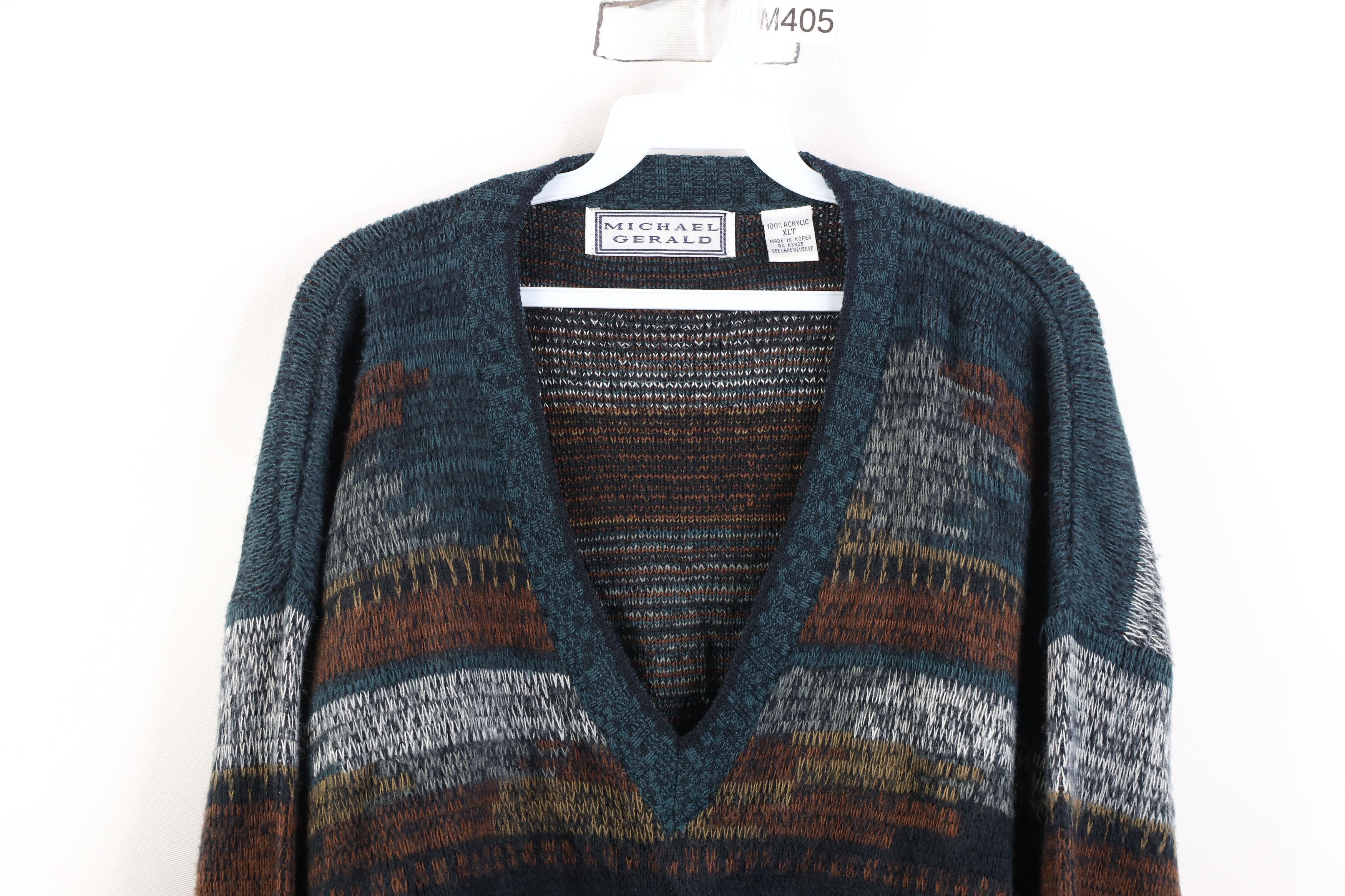 Vintage Vintage 90s Streetwear Knit V-Neck Sweater Earth Tone Size US XL / EU 56 / 4 - 2 Thumbnail