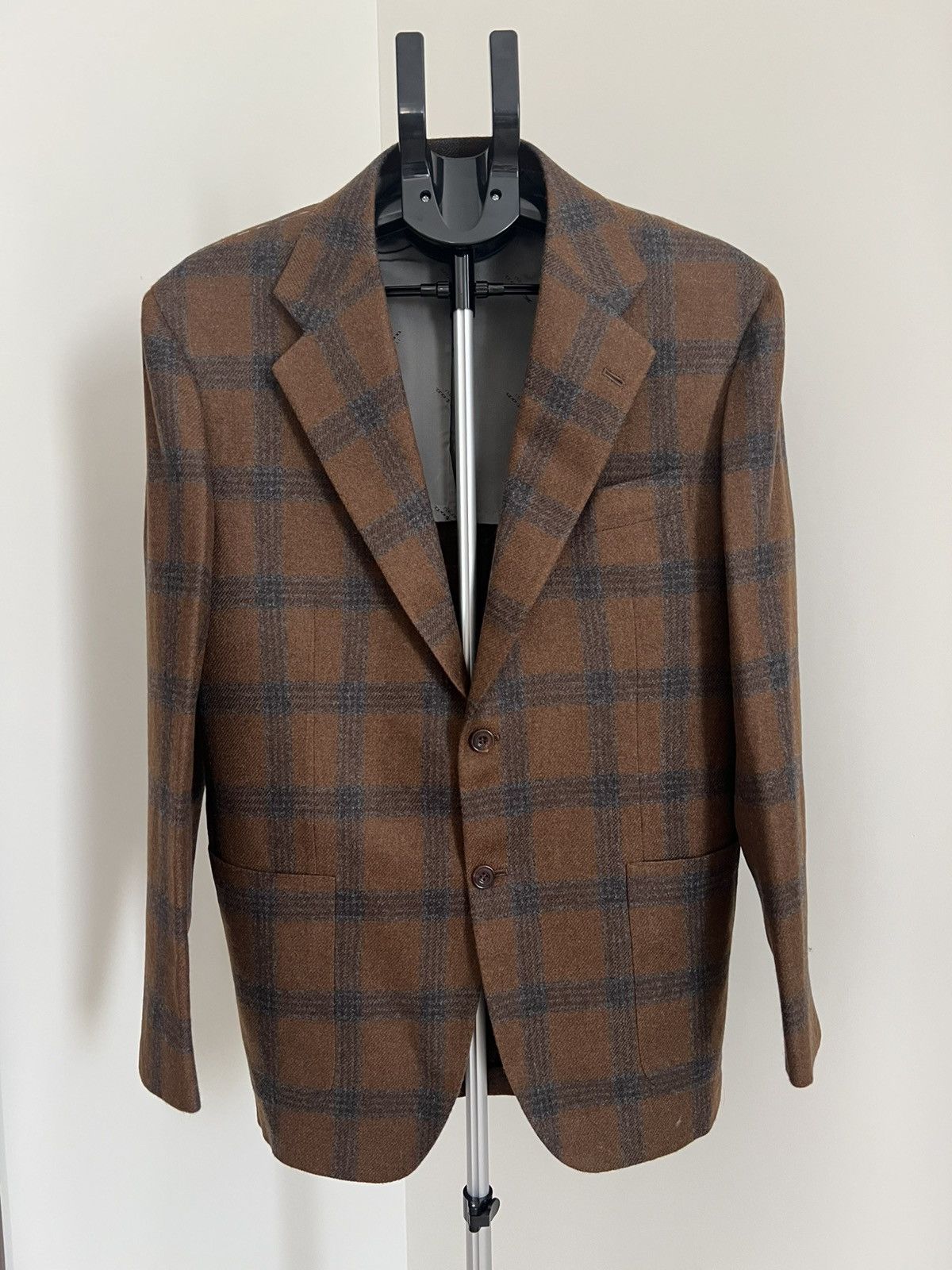 Barneys New York × Kiton Kiton Size 42R/52R Brown Plaid Cashmere Blazer Barneys NY XO Size 42R - 10 Thumbnail