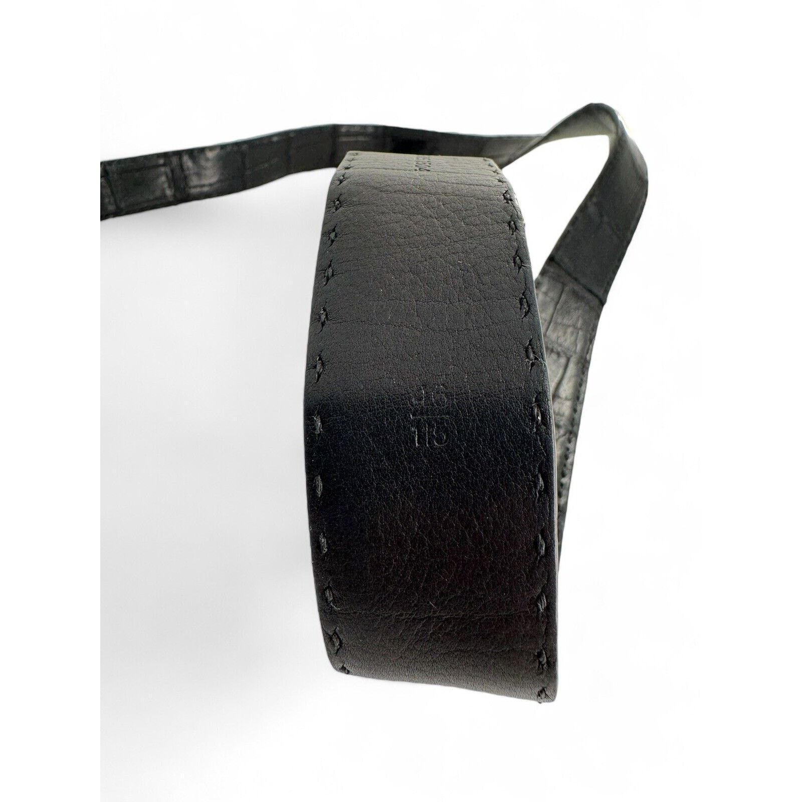 Kiton Kiton Napoli Black Leather Crocodile Belt Men's sz 46 $1900 Size 46 - 9 Thumbnail