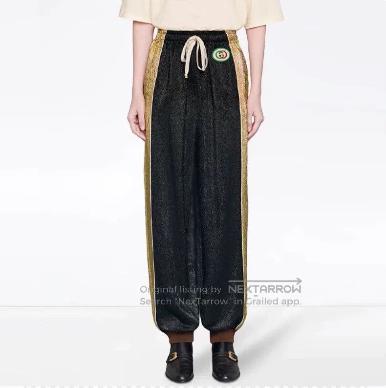 Gucci Gucci SizeXS FW21 crepe silk gold and silver silk casual tr Size 42" / US 20 - 9 Thumbnail