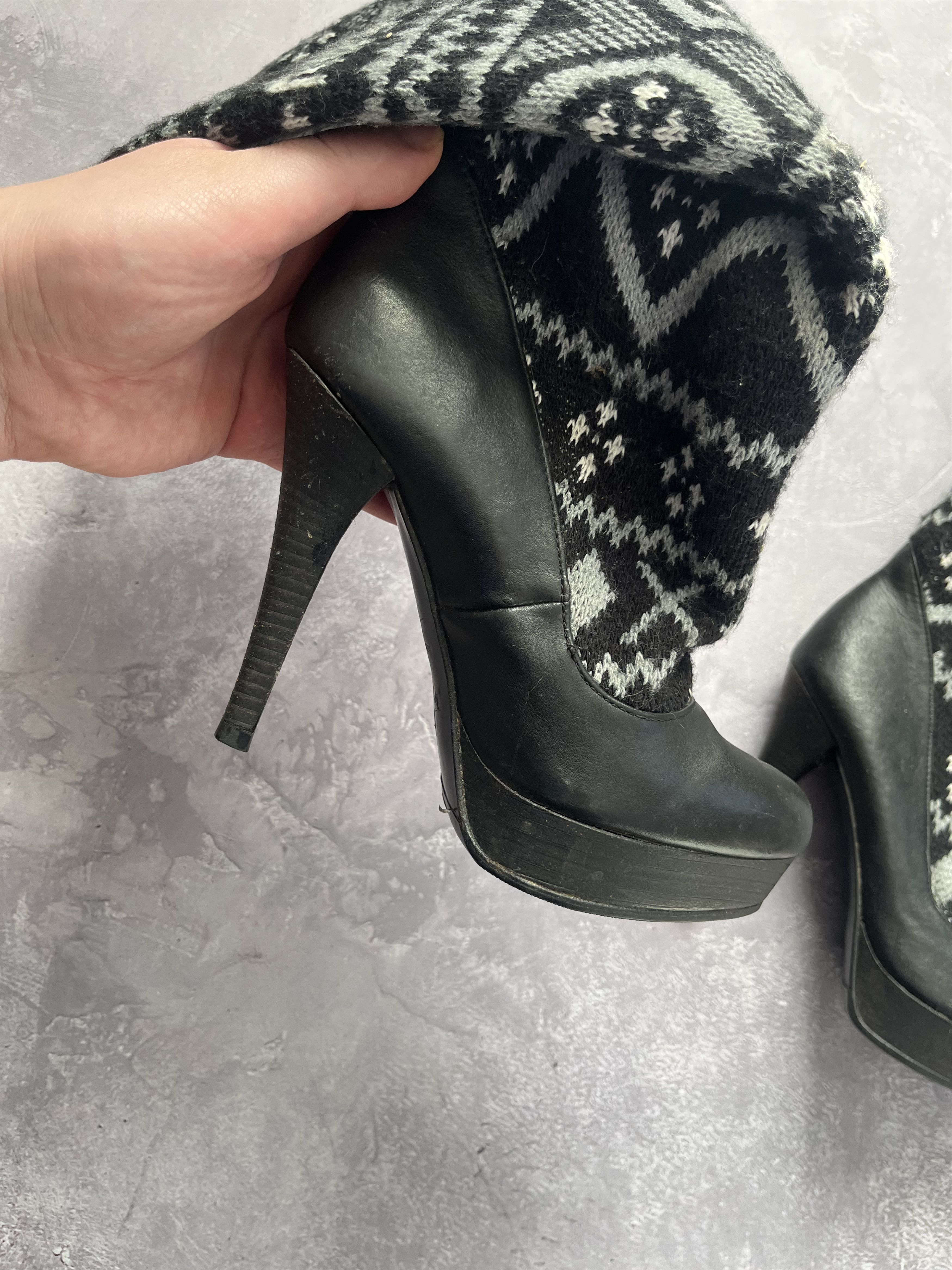 Miss Sixty Miss Sixty Knit Sock Knee High Boots Platform Stiletto Y2K Size US 7 / IT 37 - 8 Thumbnail