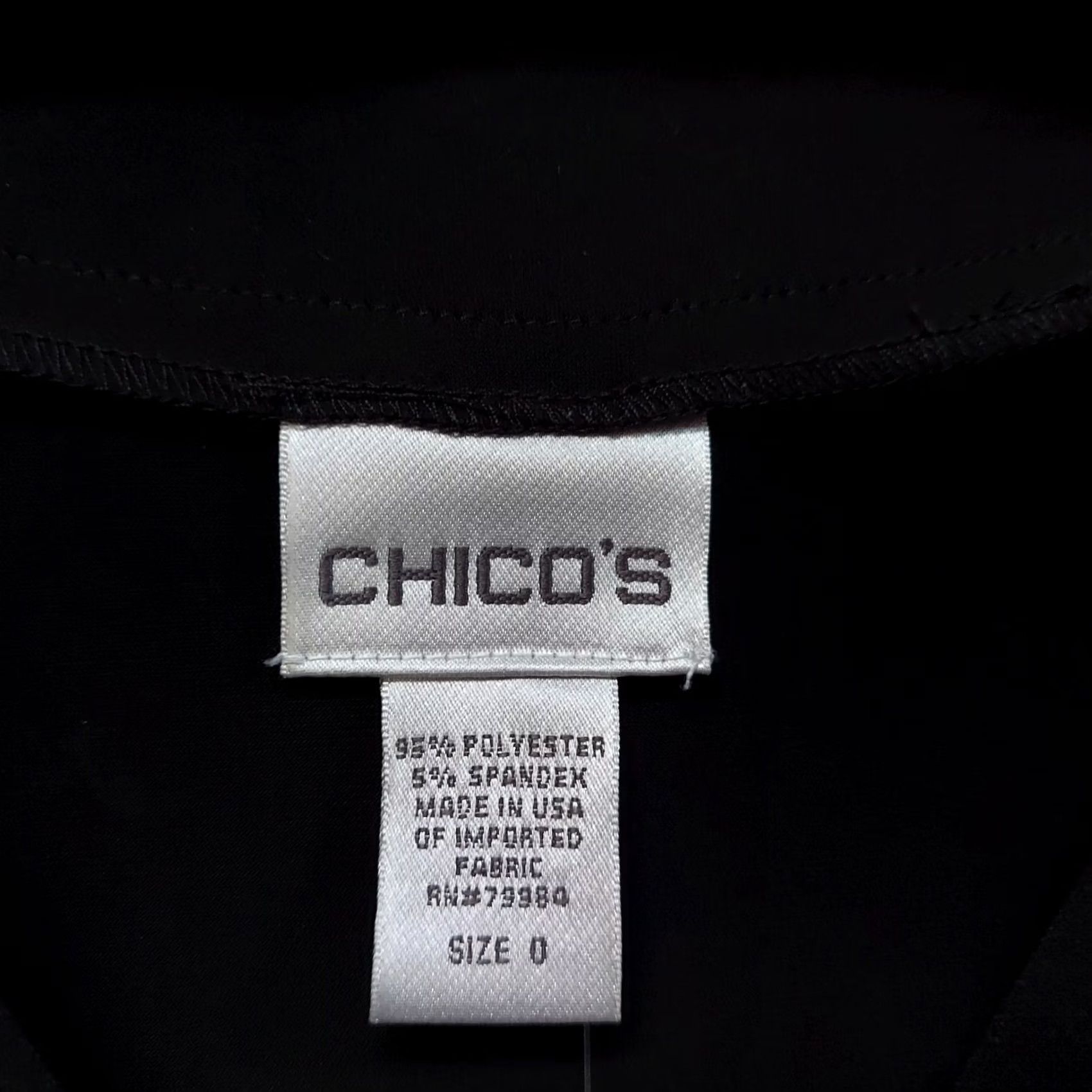 Vintage Chico's Blouse Wrap Front Short Sleeve Black Sz 0 USA Womens Silky Chic Shirt Pattern Solid V-Neck Pullover Casual Top Regular Fit Size XS / US 0-2 / IT 36-38 - 3 Thumbnail
