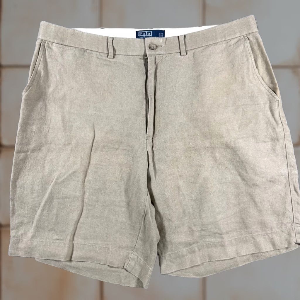 Polo Ralph Lauren VINTAGE Polo Ralph Lauren Shorts Men 38 Tan 100% Linen Flat Front Casual Size US M / EU 48-50 / 2 - 1 Thumbnail