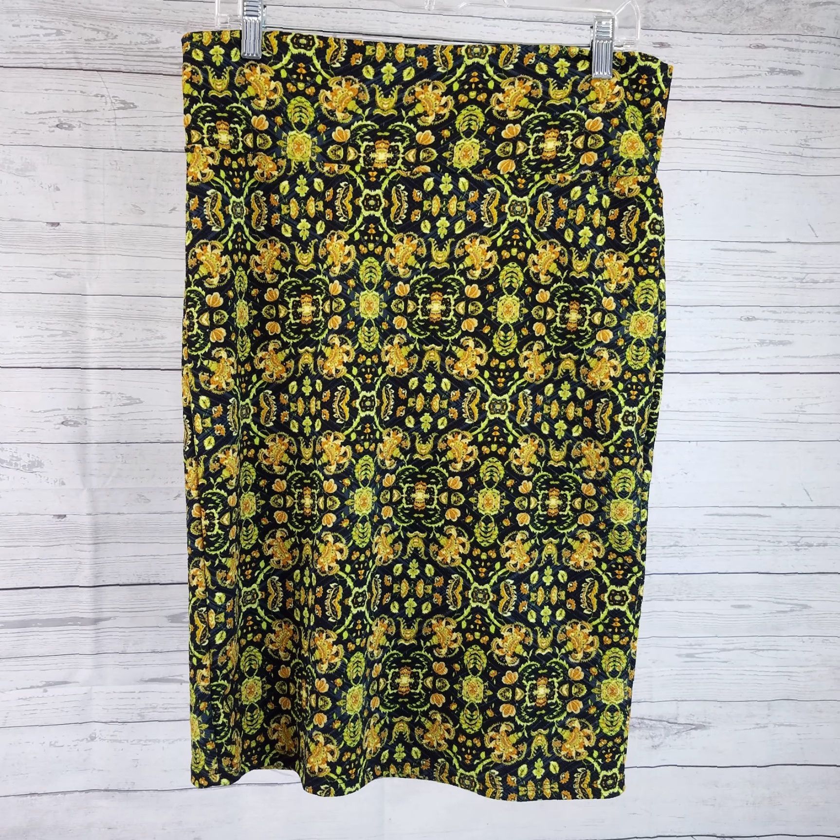 Vintage VINTAGE LuLaRoe Cassie Skirt L Women's Green Floral Pull On Knee Length Size 36" / US 14 / IT 50 - 2 Thumbnail