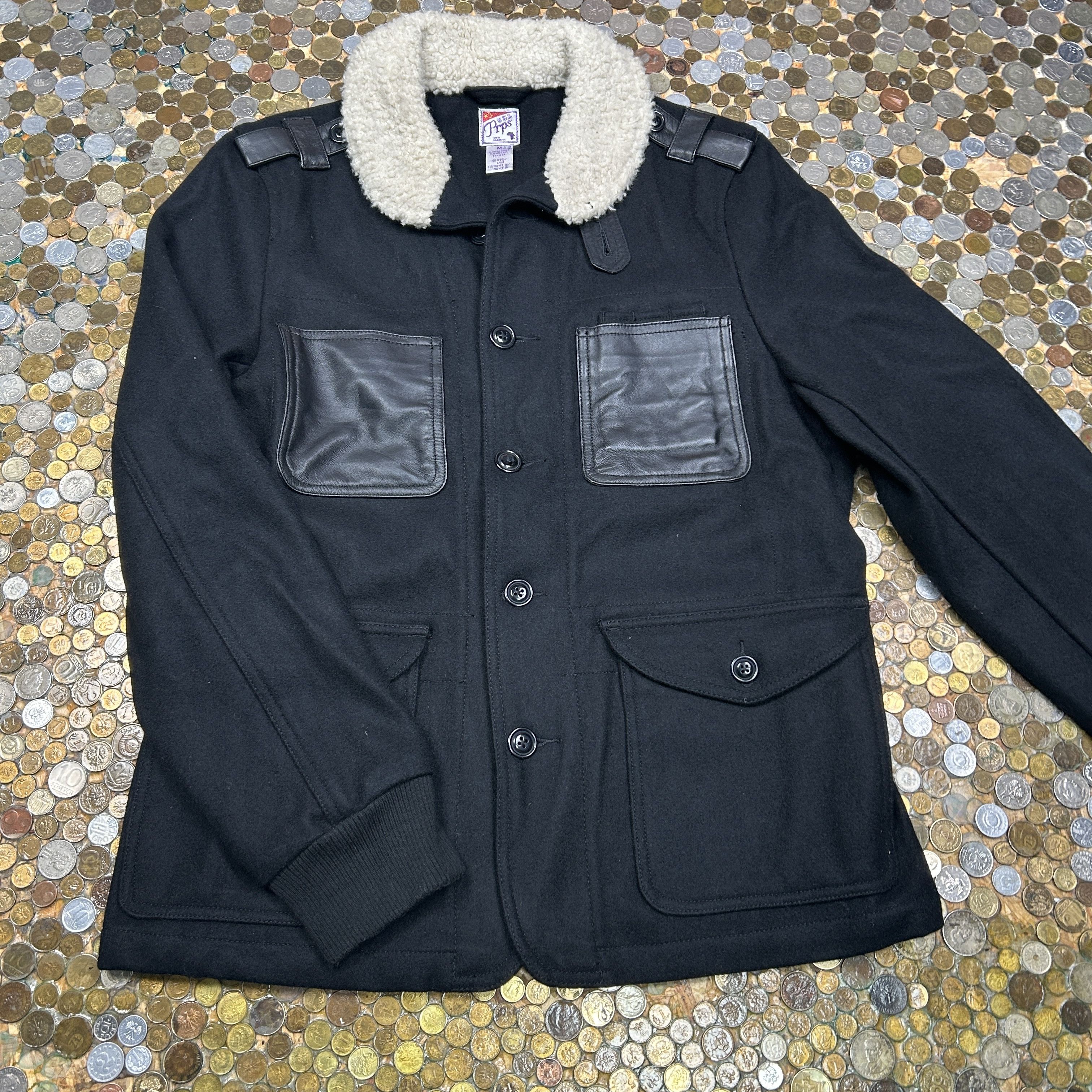 image of Denim Prps Classic Jacket Sherpa Wool Coat 90's & Y2K Jeans in Black, Men's (Size Medium)