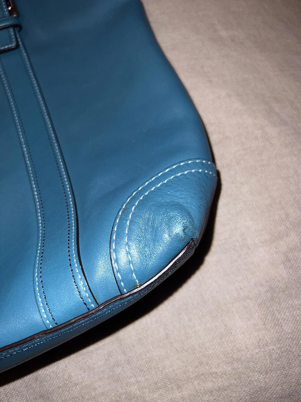 Coach SPRING Teal Peacock Blue Coach Bag Tote Purse Carry All Zip Size ONE SIZE - 10 Thumbnail