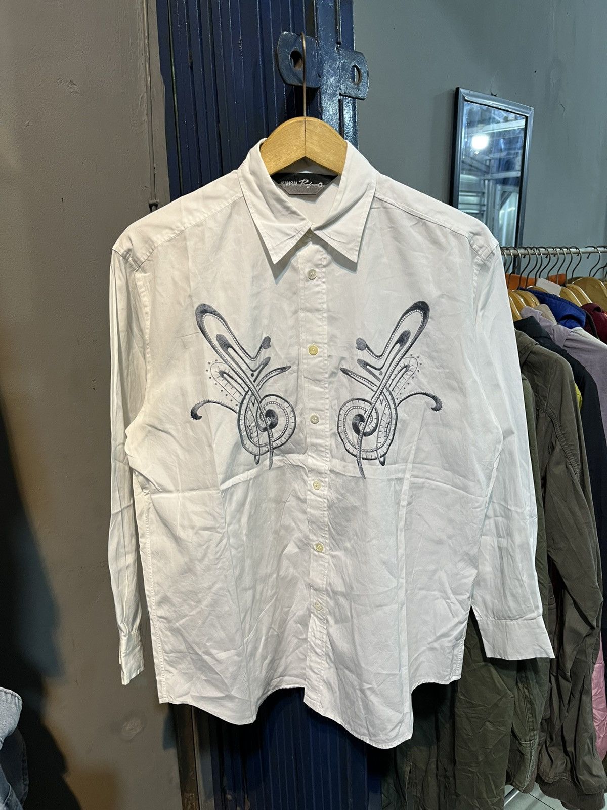 Kansai Yamamoto Kansai o parfume embroidery long sleeve button shirt Size US M / EU 48-50 / 2 - 3 Thumbnail