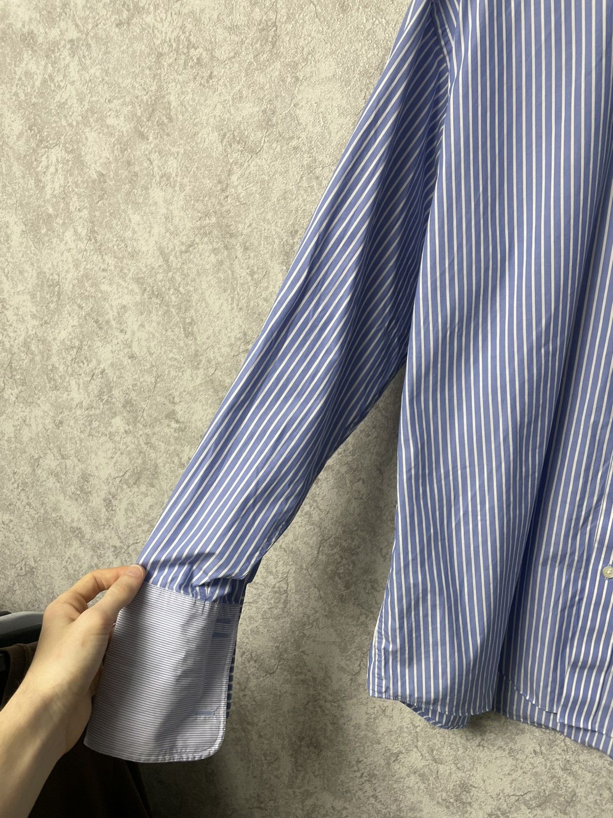 Balmain Vintage Balmain Business Stripe Shirt w/ French Cuffs 16½/42 Size US XL / EU 56 / 4 - 5 Thumbnail