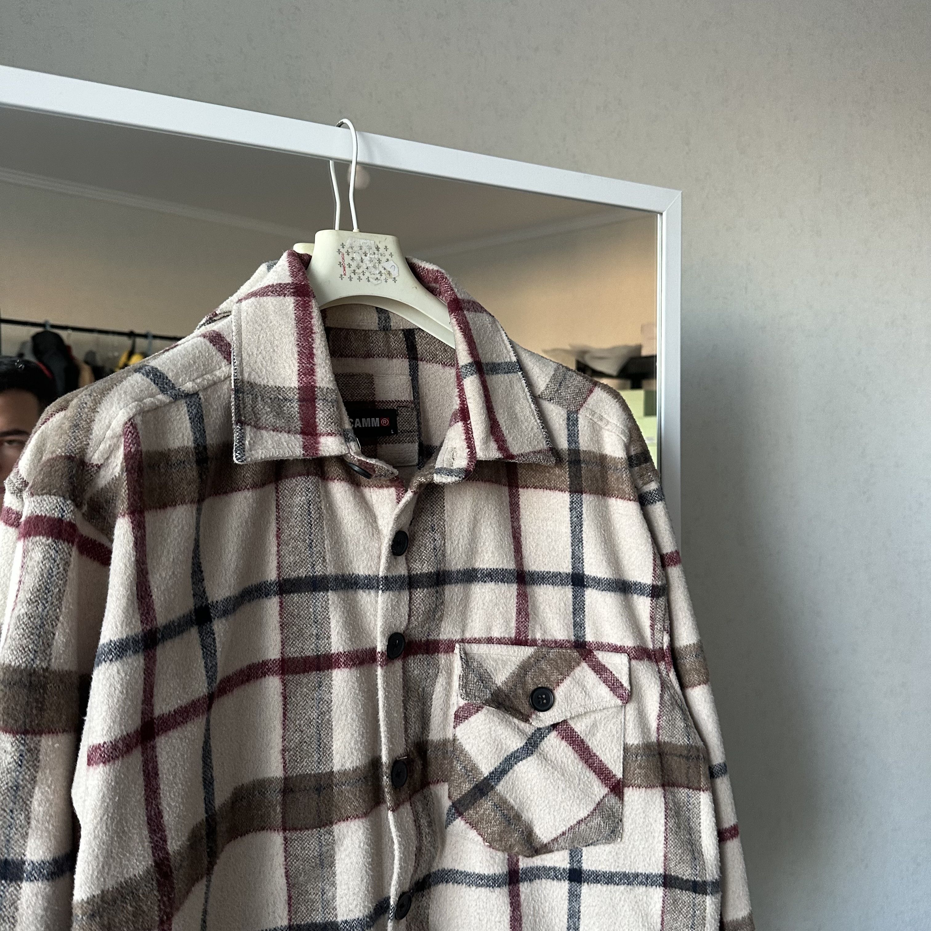 Japanese Brand Scamm Vintage Flannel Shirt Light Avant Garde Beige Jacket Size US M / EU 48-50 / 2 - 3 Thumbnail