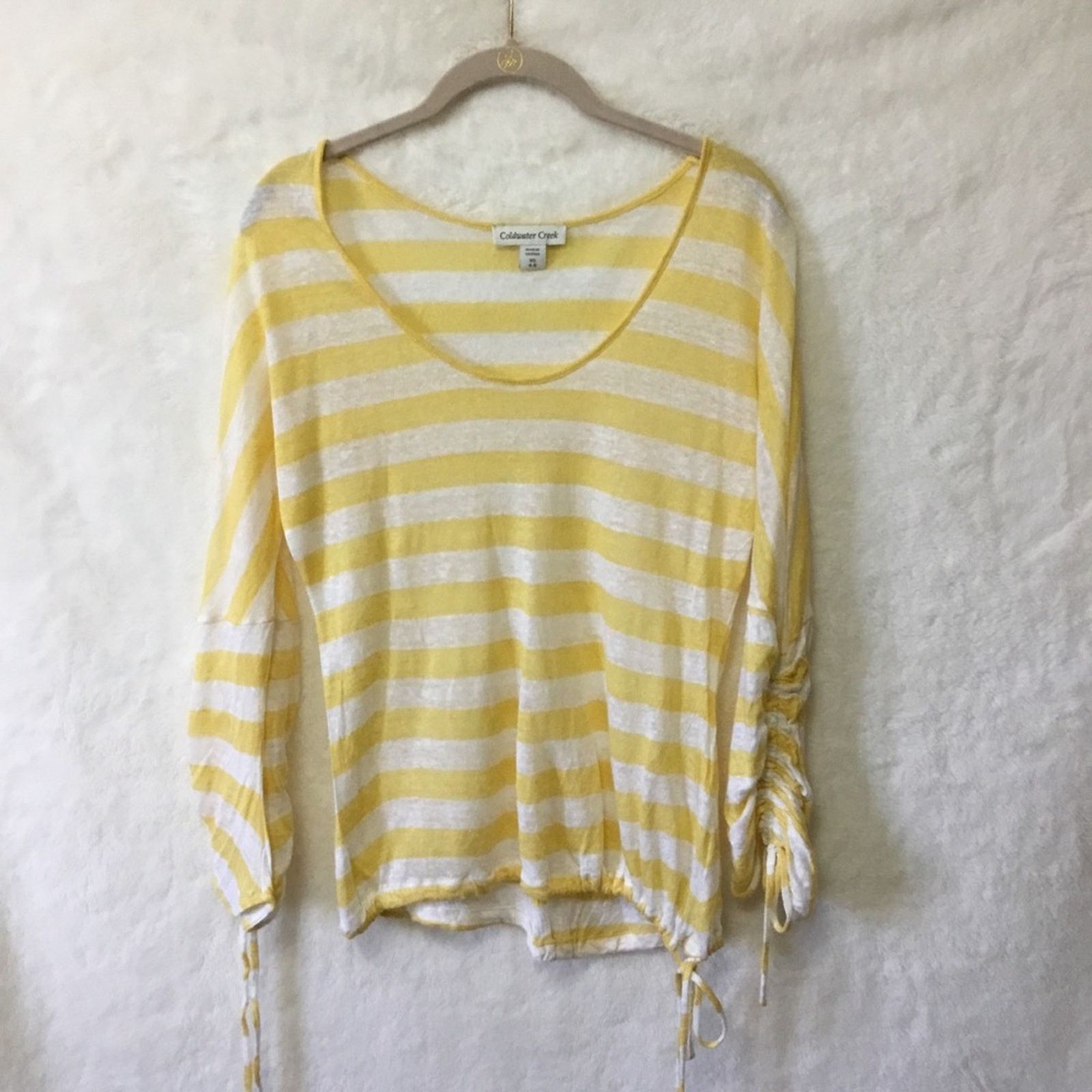 Coldwater Creek Coldwater Creek Yellow Stripped Long Sleeve Shirt Size XS / US 0-2 / IT 36-38 - 2 Thumbnail