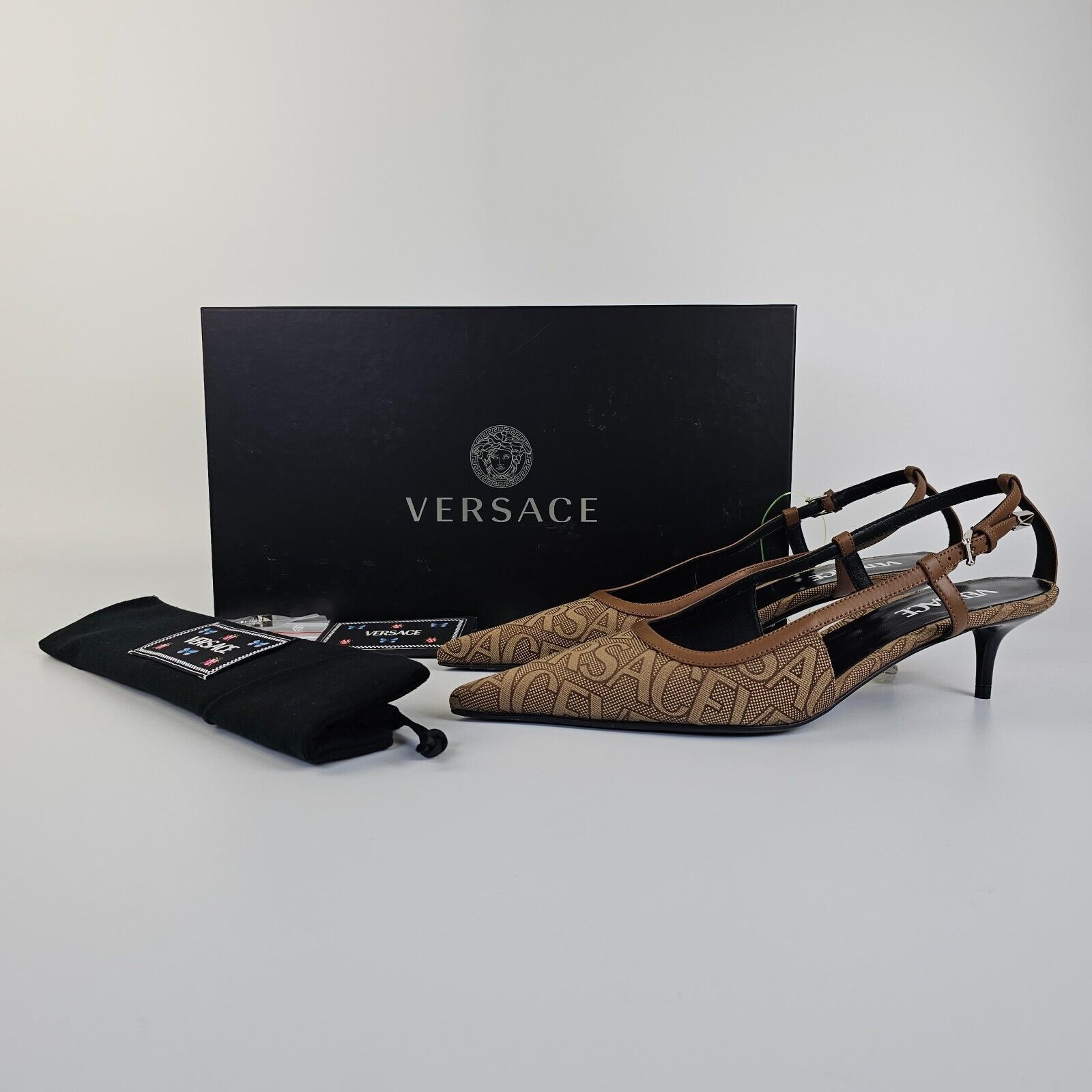 Versace Versace Greca 45mm Beige Slingback Pumps New Size US 7 / IT 37 - 2 Thumbnail