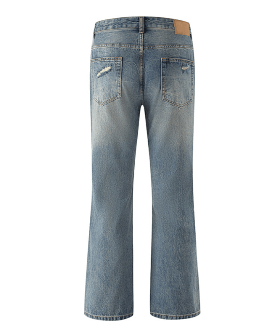 Japanese Brand × Jean Retro simple classic distressed straight-leg ripped jeans Size US 32 / EU 48 - 2 Thumbnail