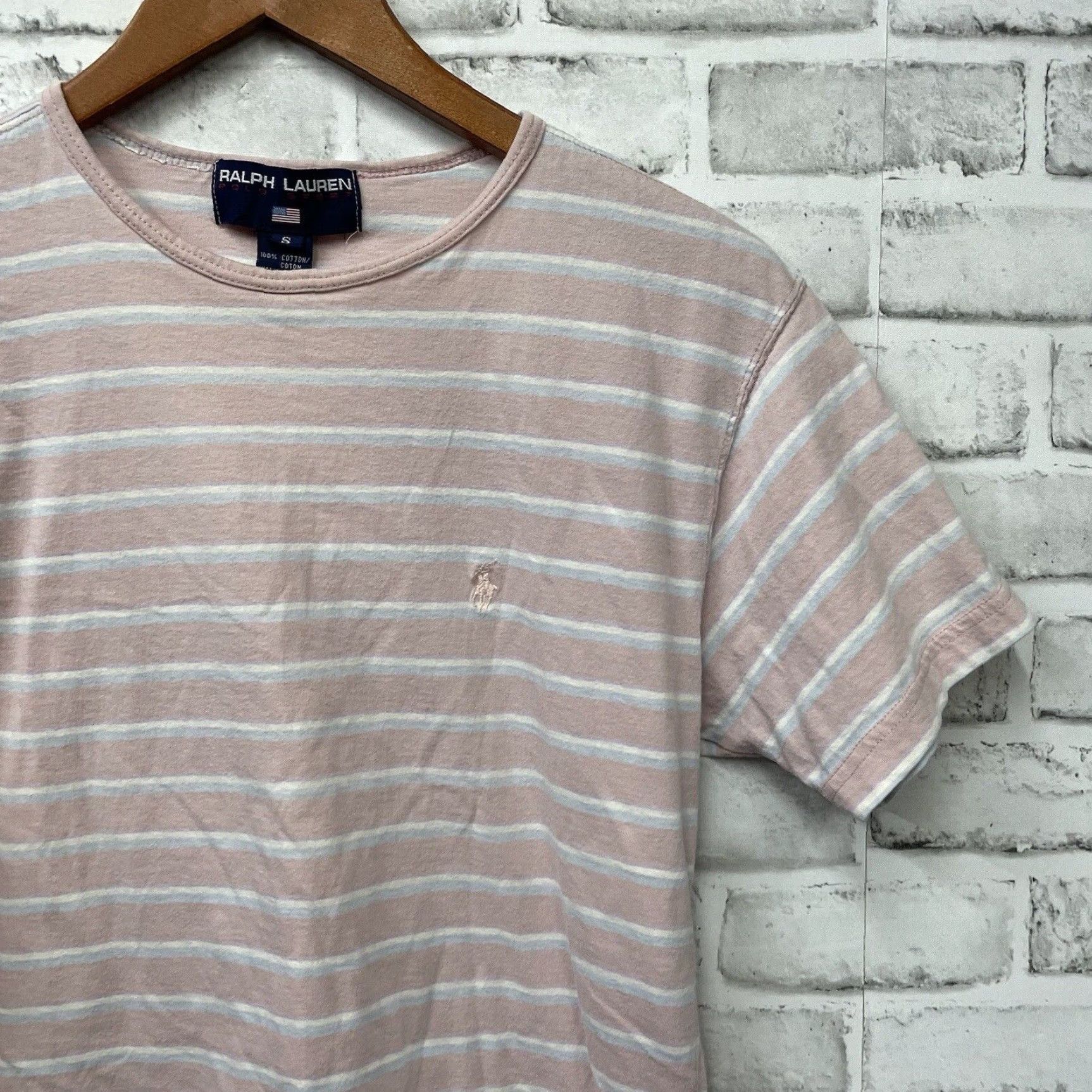 Vintage VINTAGE Ralph Lauren Polo Sport Pink Striped T-Shirt Womens Size S 100% Cotton Sports Size S / US 4 / IT 40 - 2 Thumbnail