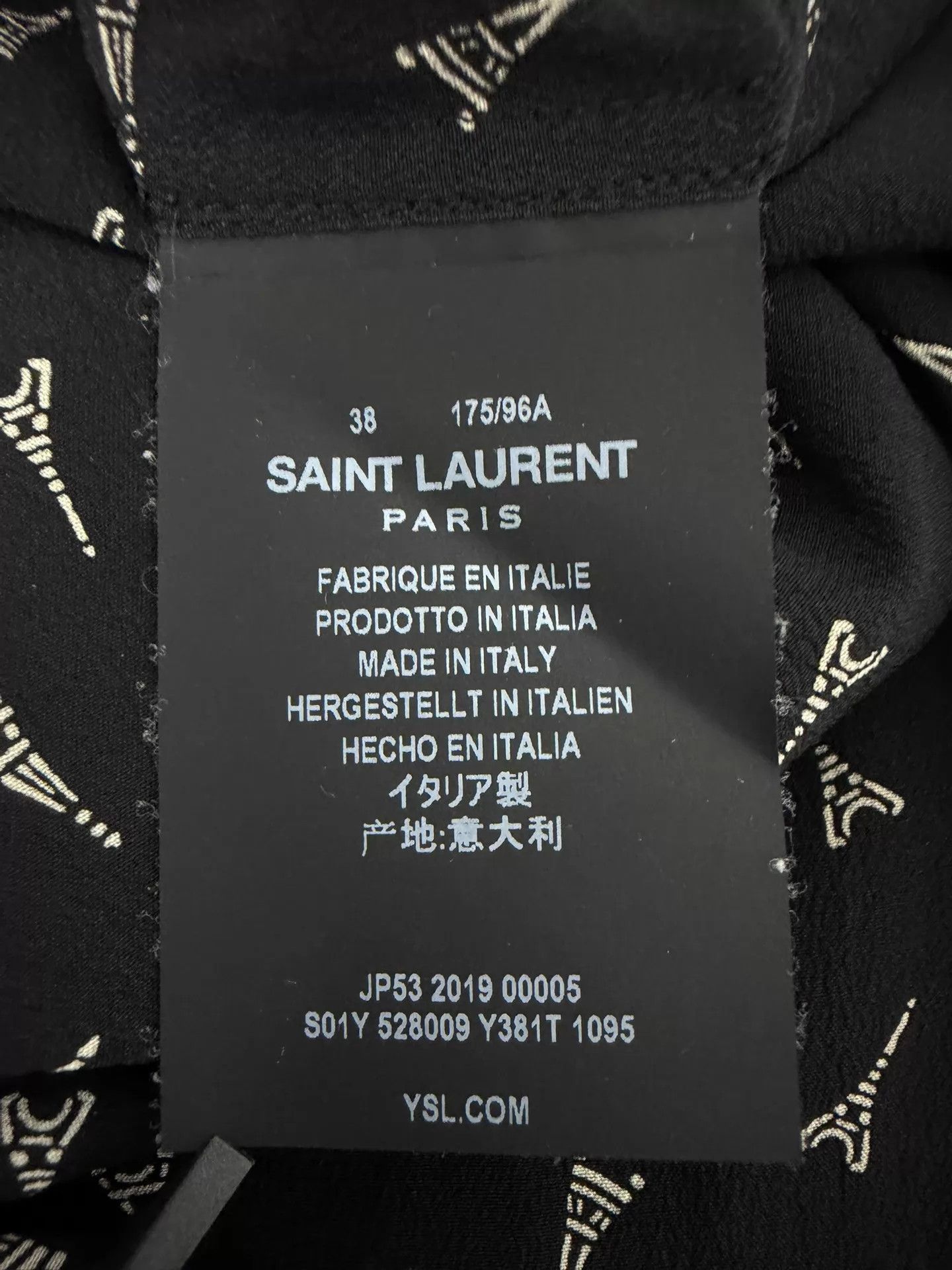 Saint Laurent Paris Saint Laurent SLP 19fw Silk Shirt 38 S Black Eiffel Tower Size US S / EU 44-46 / 1 - 5 Thumbnail