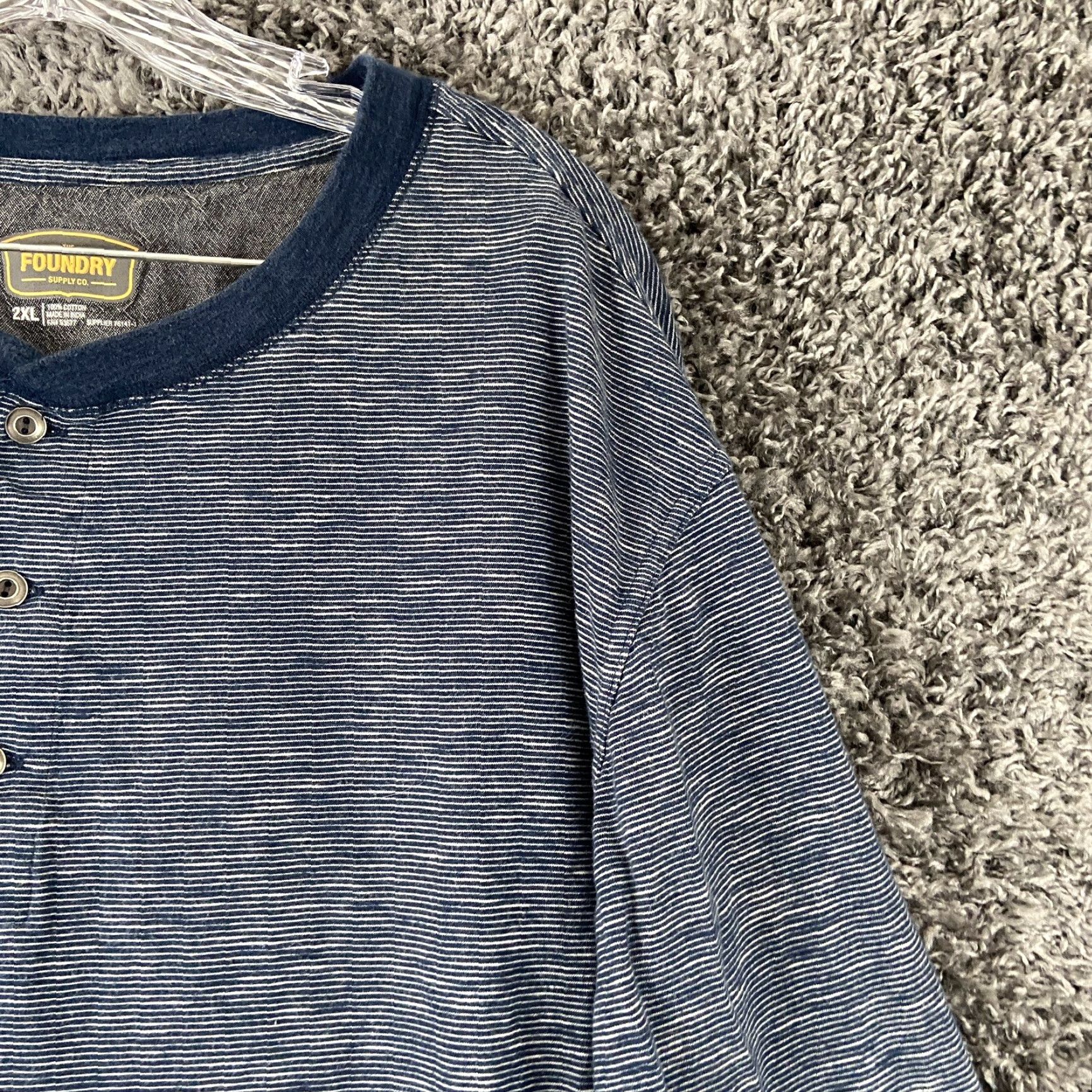 Vintage VINTAGE The Foundry Supply Co Shirt Men 2XL Long Sleeve Blue White Stripe Shirts Mens 2XL Size US XXL / EU 58 / 5 - 3 Thumbnail
