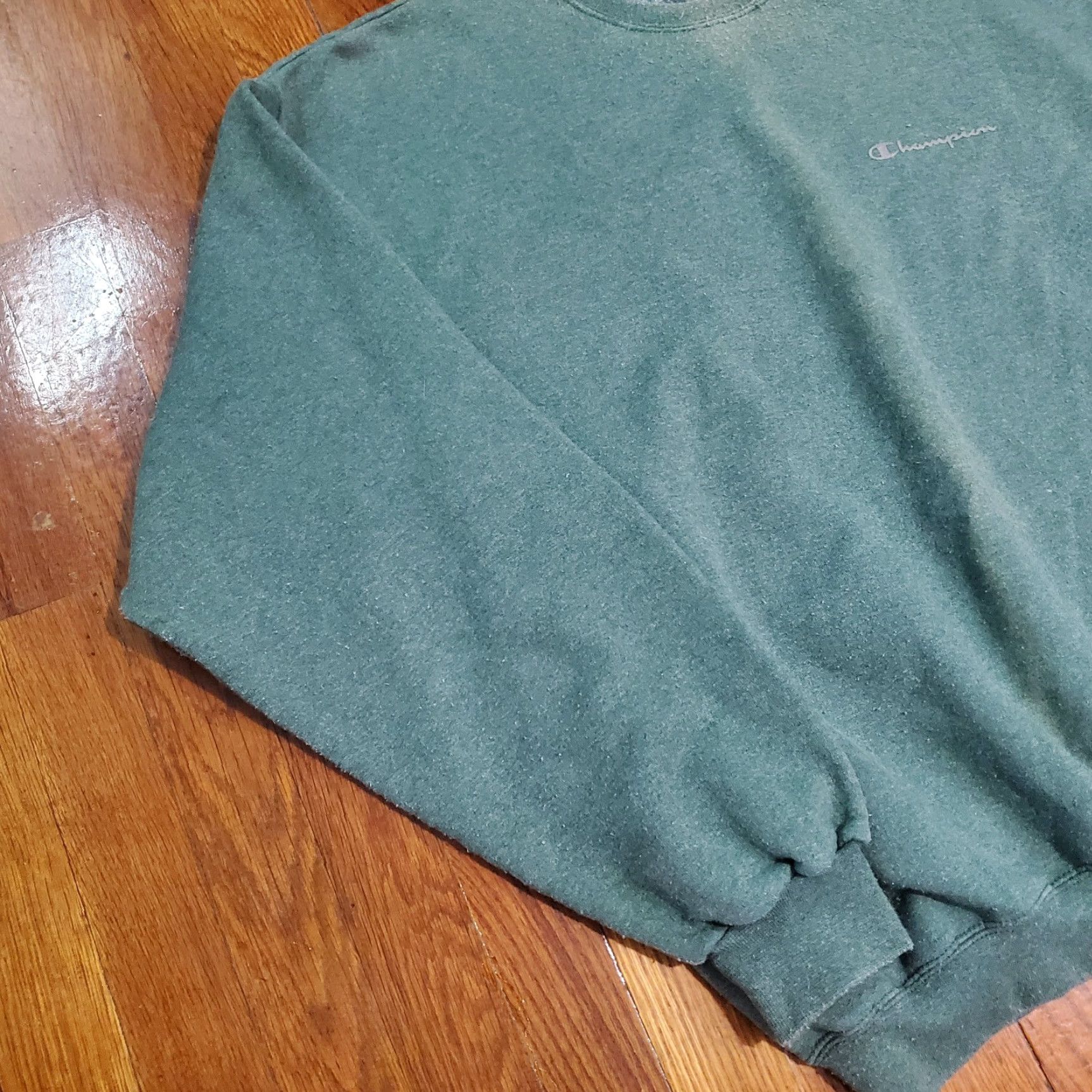Champion VINTAGE Champion Sweatshirt Men Large Green Logo Crew Neck Fleece Cotton Polyester Sweater Pullover Sports All Seasons Size US L / EU 52-54 / 3 - 2 Thumbnail