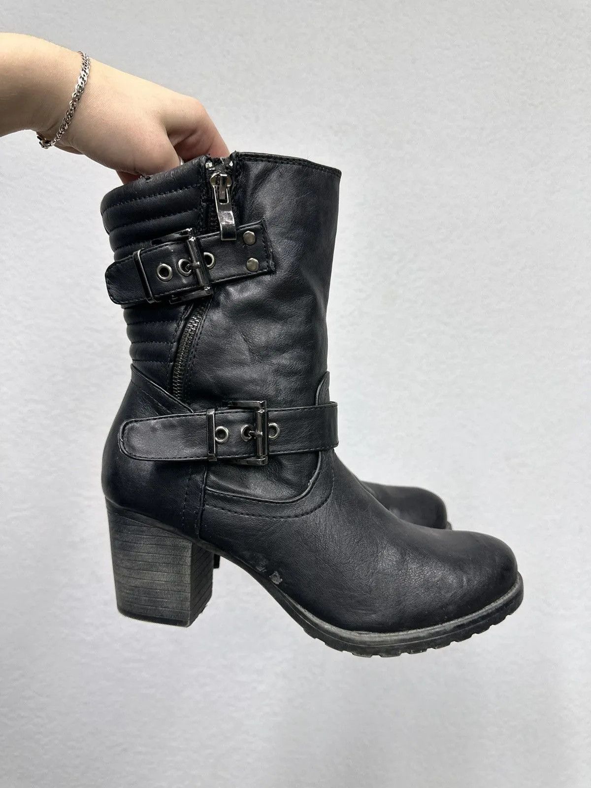 New Rock Vintage Leather Hight Heels Style Gothic Rick Size US 9 / IT 39 - 3 Thumbnail