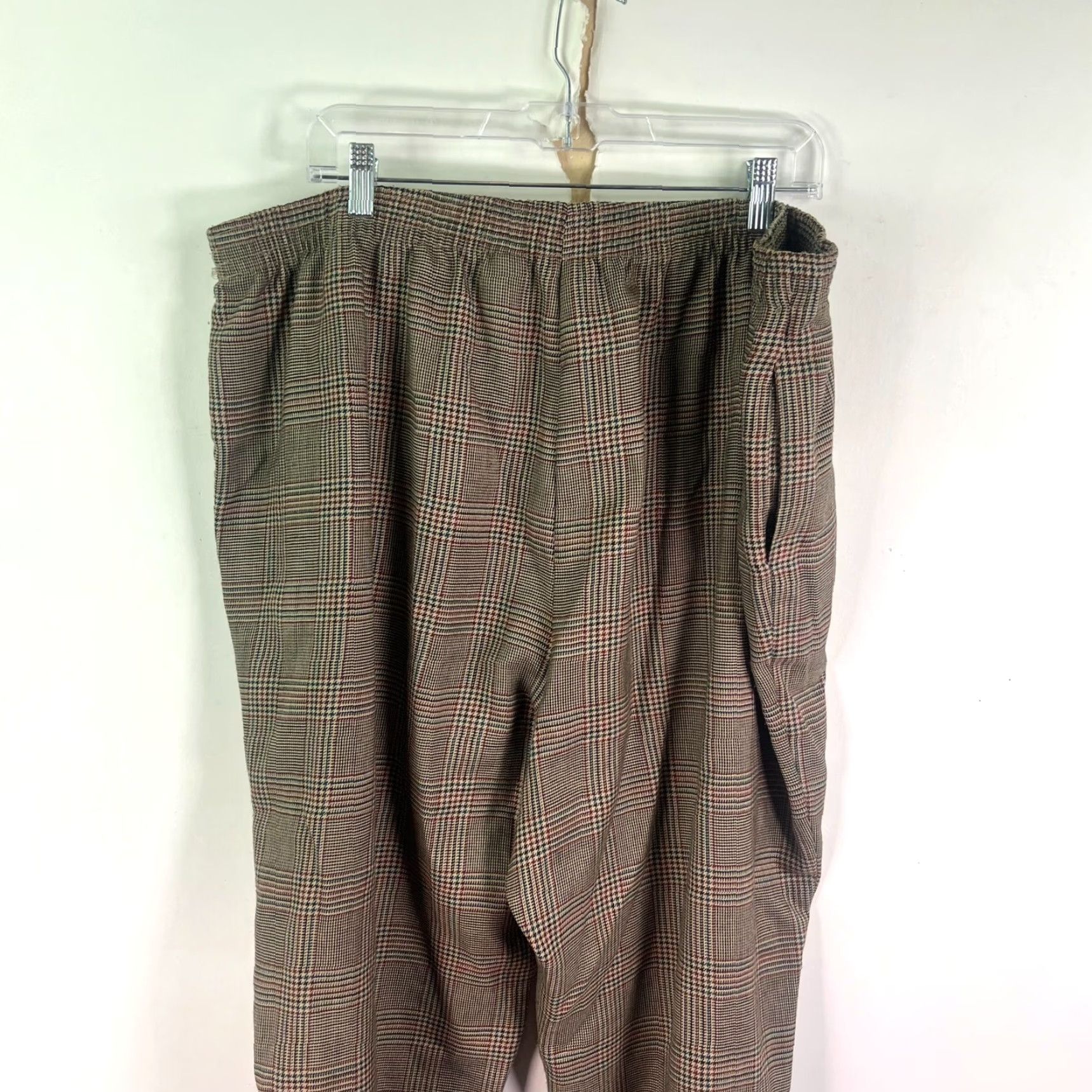 Vintage VINTAGE Sag Harbor Hounds Tooth Stretch Waist Pants Womens 22W Brown 44X23 Plaid Cropped High Rise Straight Leg 80s 90s Womens Sag Harbor Pants Size 40" / US 18 - 7 Thumbnail