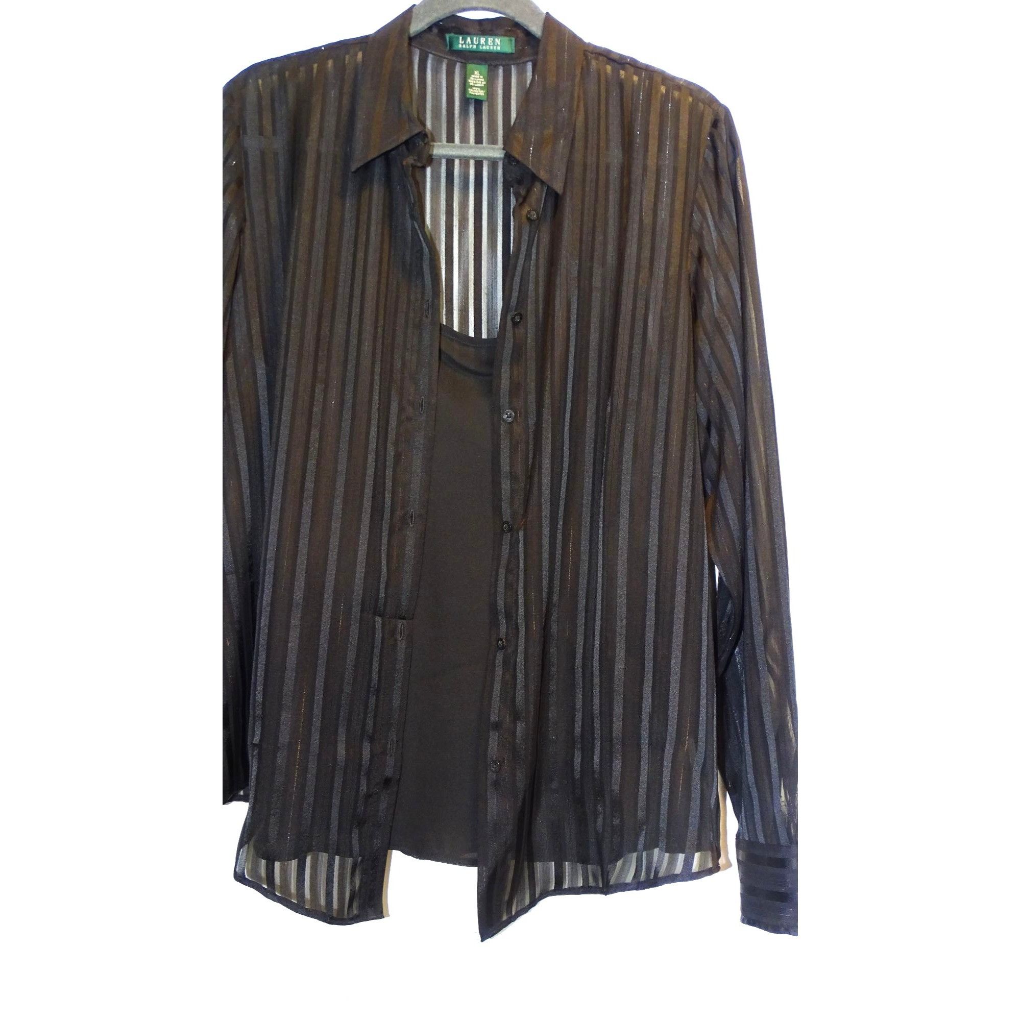 Lauren Ralph Lauren Lauren Ralph Lauren Sheer Black Striped Blouse & Camisole Se Size XL / US 12-14 / IT 48-50 - 1 Thumbnail