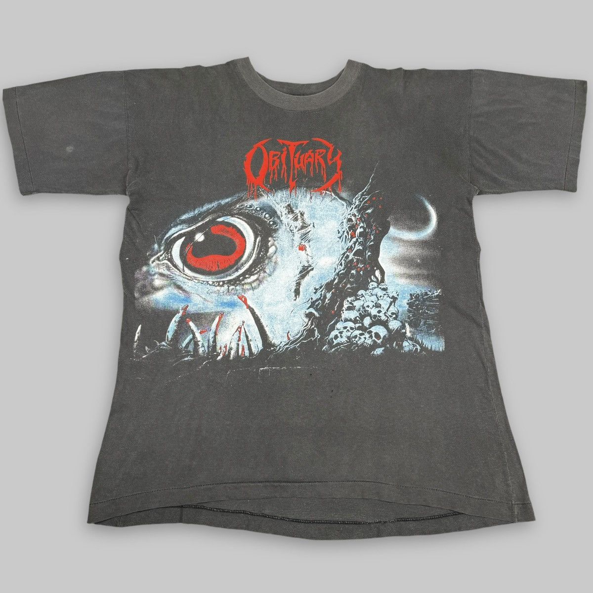 Vintage 1990 Obituary ‘Cause of Death’ Euro Faded T Shirt