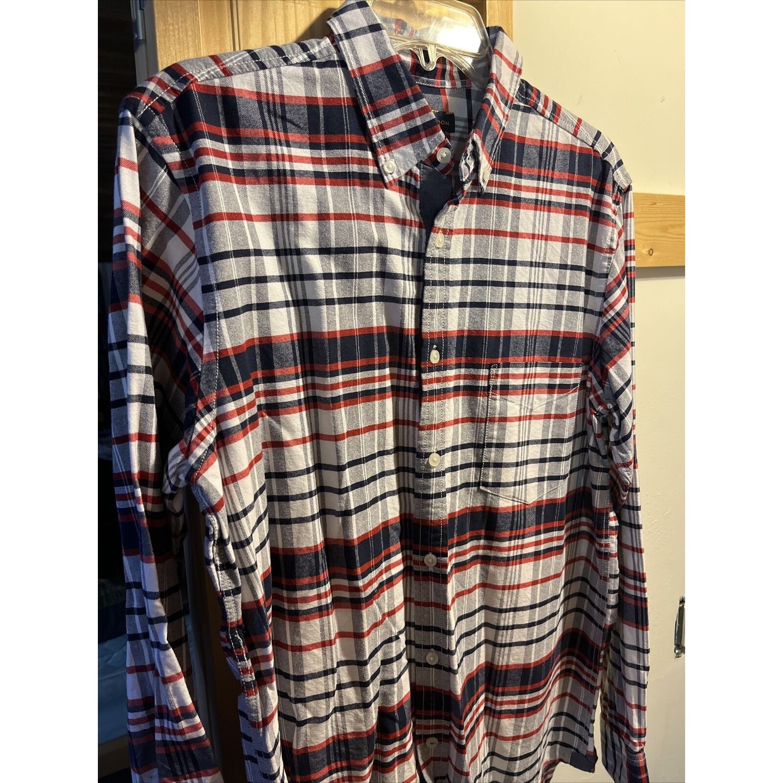 Club Room Club Room Mens M White Red Check LS Button Down Cotton Shirt Size US M / EU 48-50 / 2 - 4 Thumbnail
