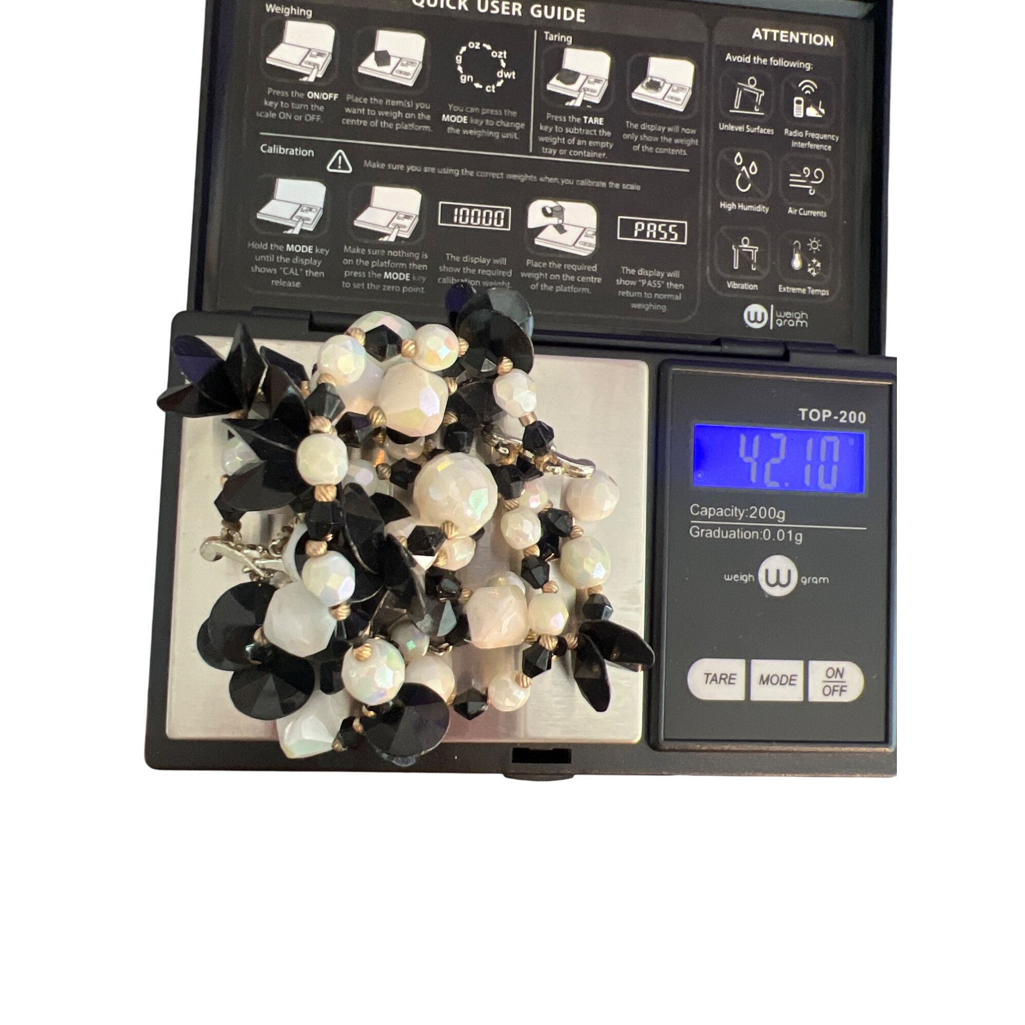 Other Vintage Black White Faceted Star Cluster Necklace Iridescent Size ONE SIZE - 6 Thumbnail