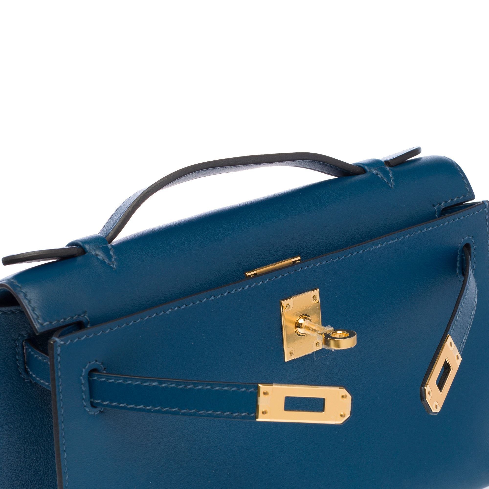 Hermes HERMES Kelly Mini in Blue Leather Size ONE SIZE - 7 Thumbnail