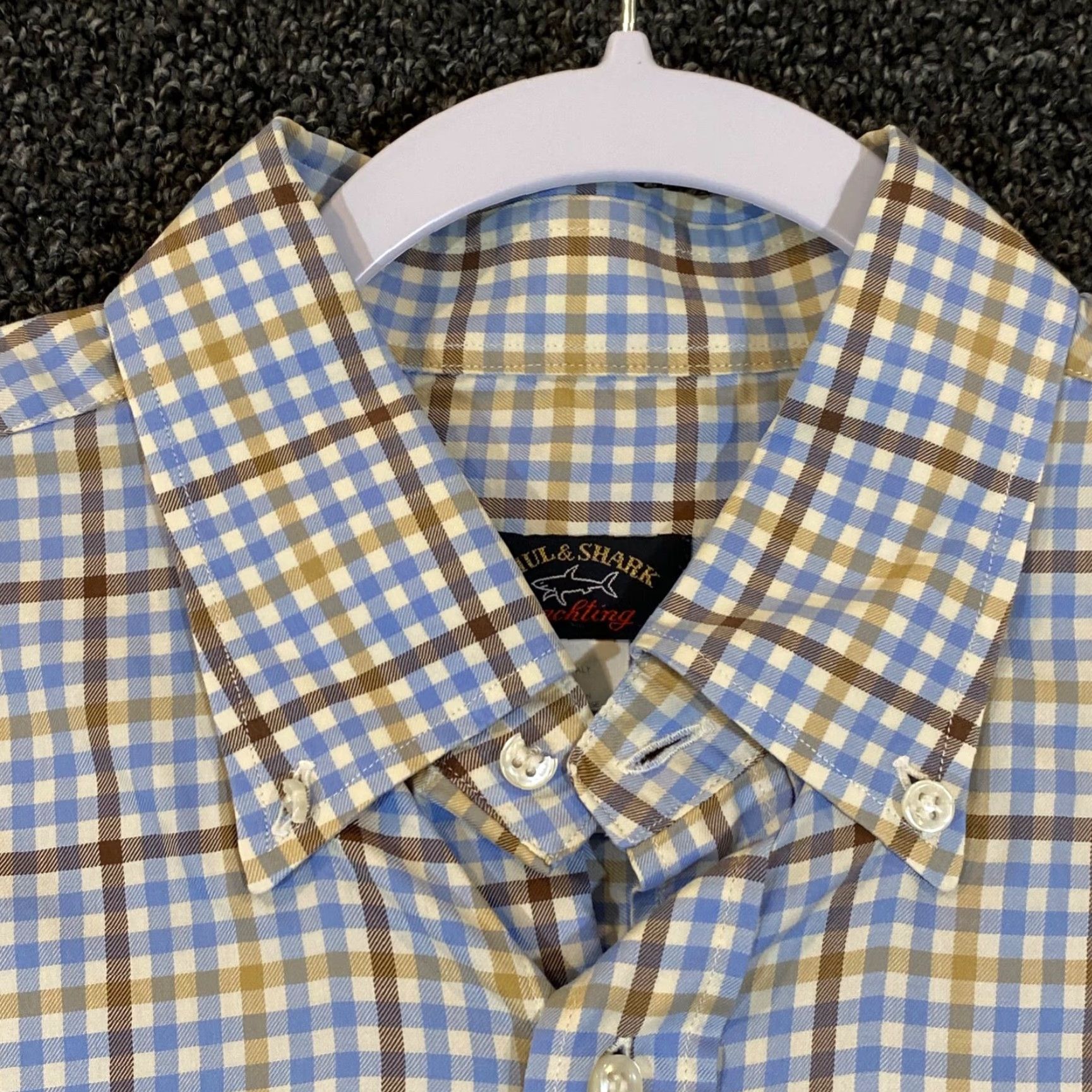 Paul & Shark Paul & Shark Yachting Shirt Mens Large Blue Brown Plaid Button-Down Top Size US L / EU 52-54 / 3 - 2 Thumbnail