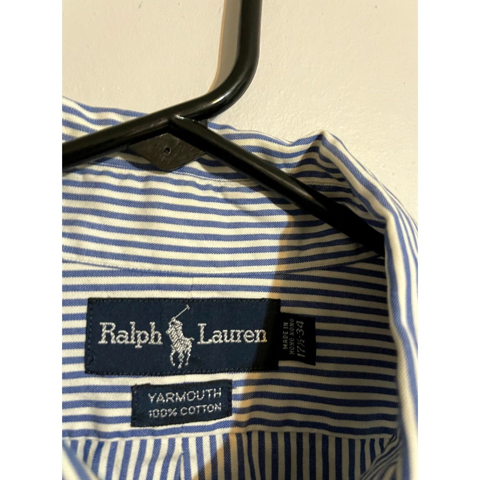 Polo Ralph Lauren Polo Ralph Lauren Yarmouth Blue Stripes L/S Button Up Dress Shirt Men's 17.5 34 Size 48R - 4 Thumbnail