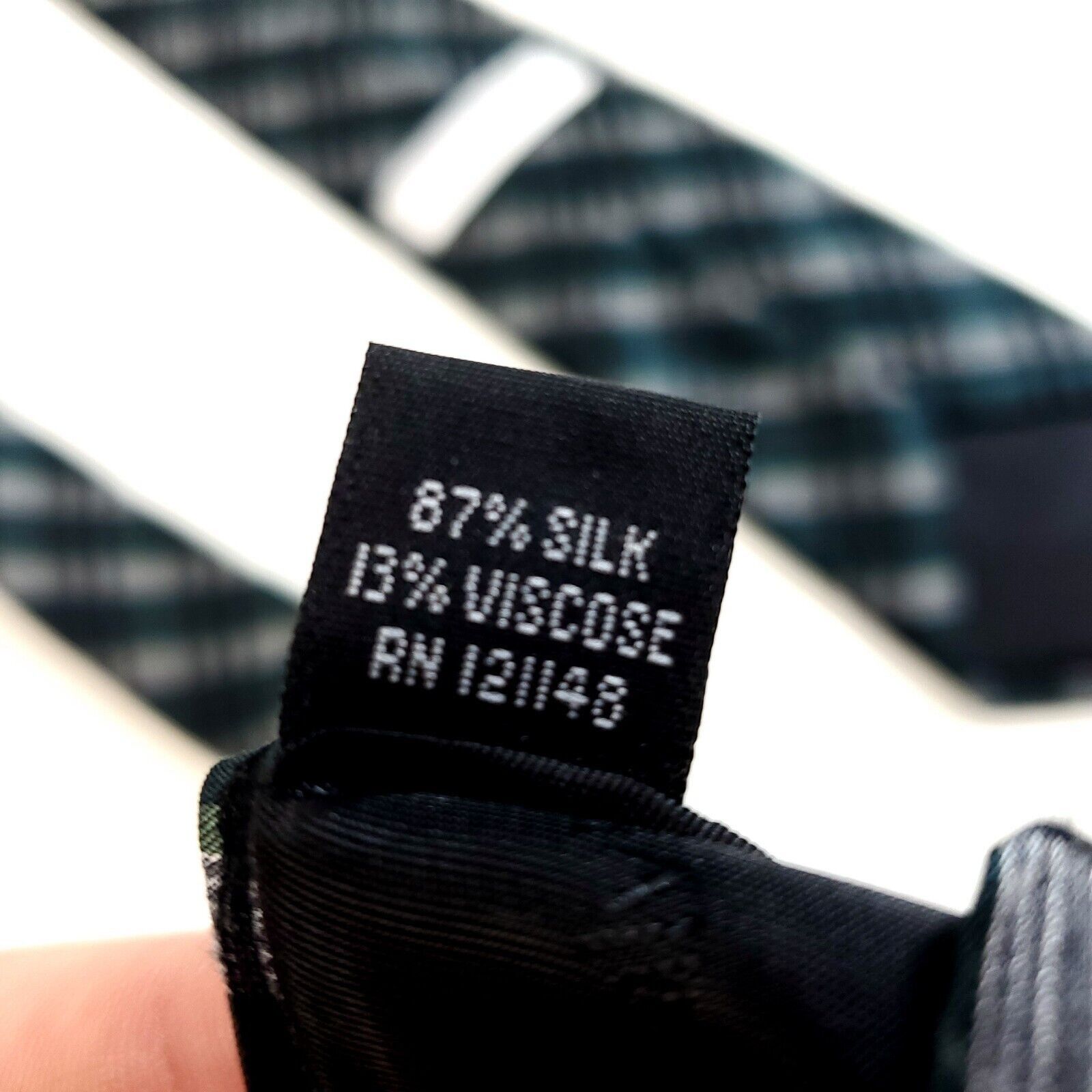 Calvin Klein Calvin Klein Green Gray Plaid Woven Viscose Silk Tie Size ONE SIZE - 4 Thumbnail