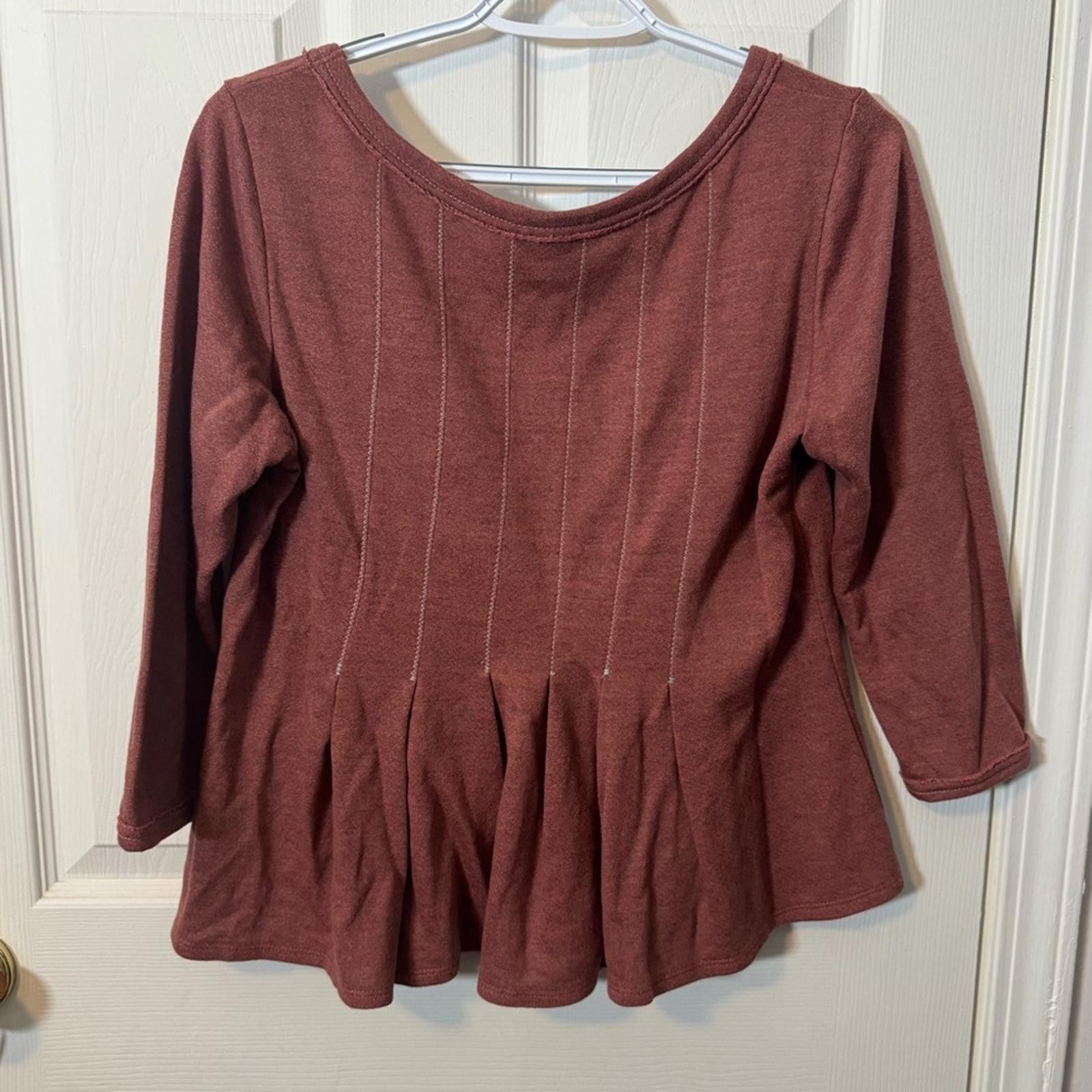 Other Anthropologie Small Saturday Sunday Burgundy Knit Top Size S / US 4 / IT 40 - 3 Thumbnail