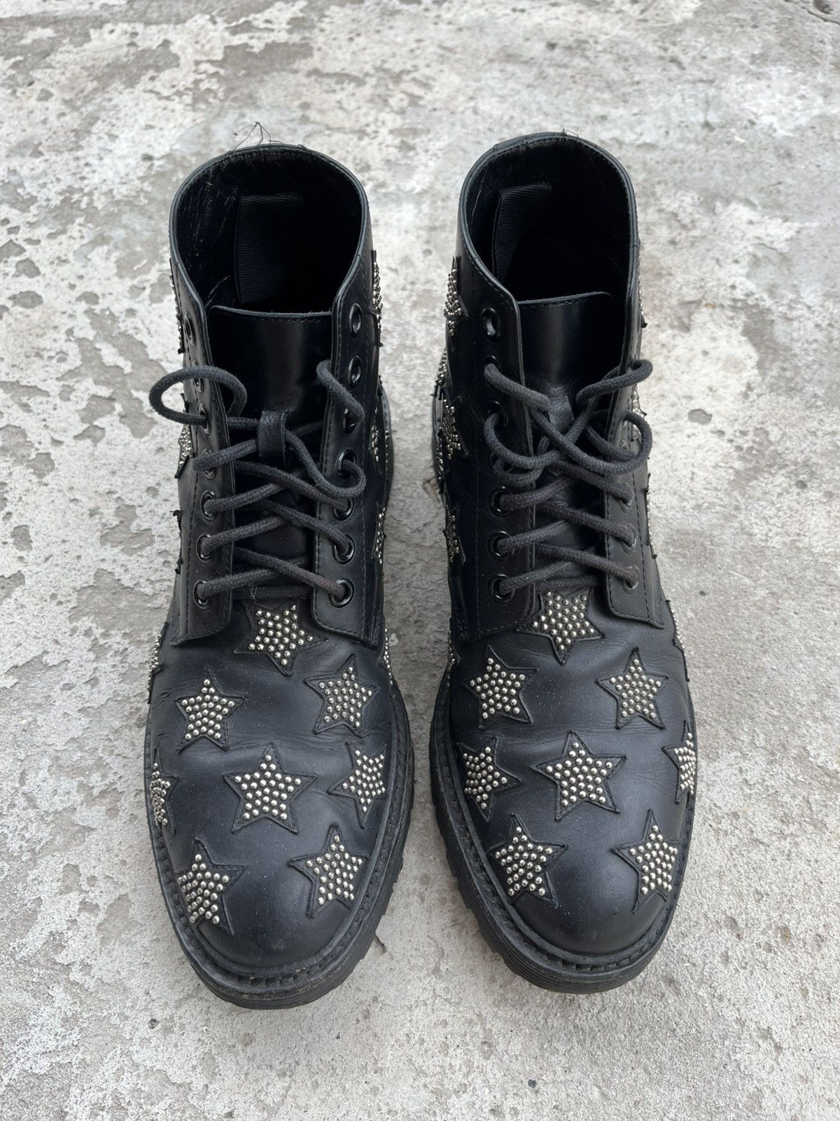 Saint Laurent Paris Saint Laurent Star Studded Leather Lace-Up Combat Boots Size US 6 / IT 36 - 3 Thumbnail