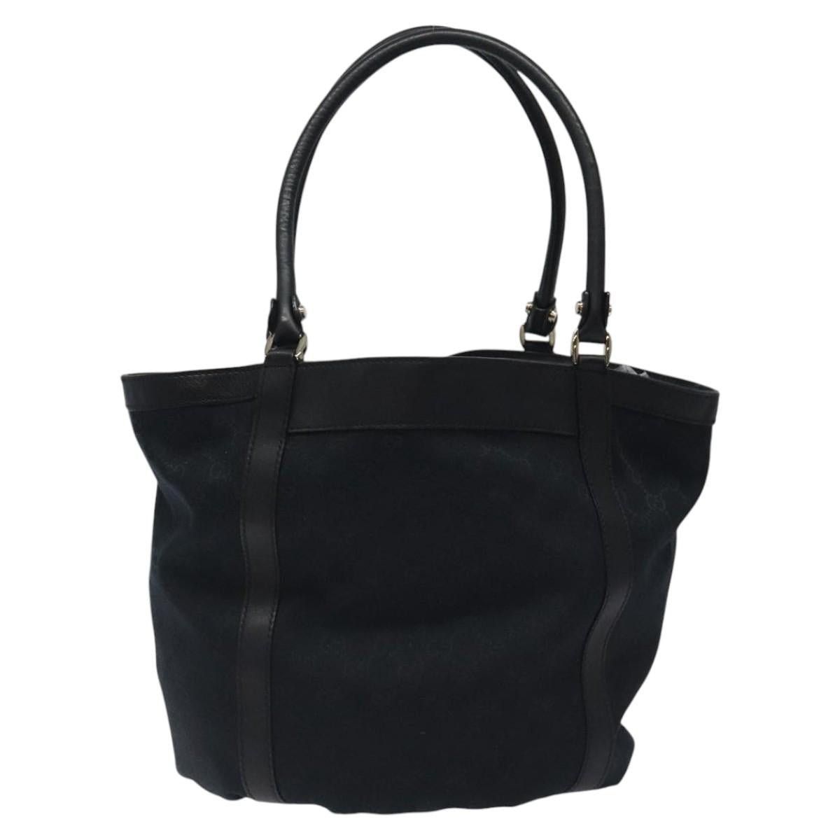 GUCCI GG Canvas Tote Bag Black Gold