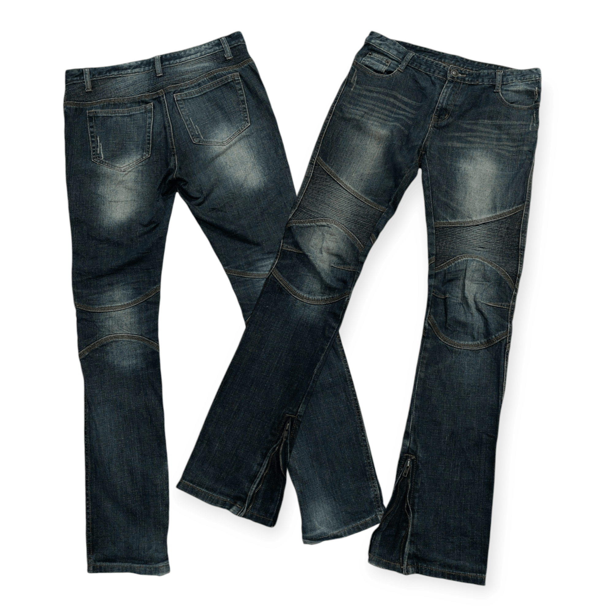 🔥 Longli Zipped Flare Punk Biker Denim