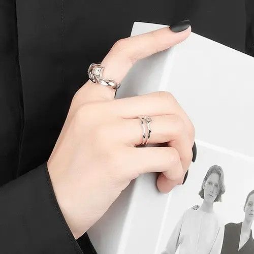 Jewelry Irregular Hollow Double Line Geometric Ring Size ONE SIZE - 3 Thumbnail
