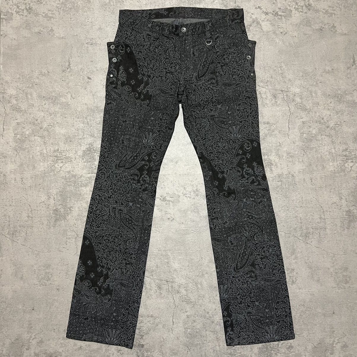 Japanese Brand Nicole Club for Men Paisley Graphic Bootcut Jeans Size US 32 / EU 48 - 2 Thumbnail