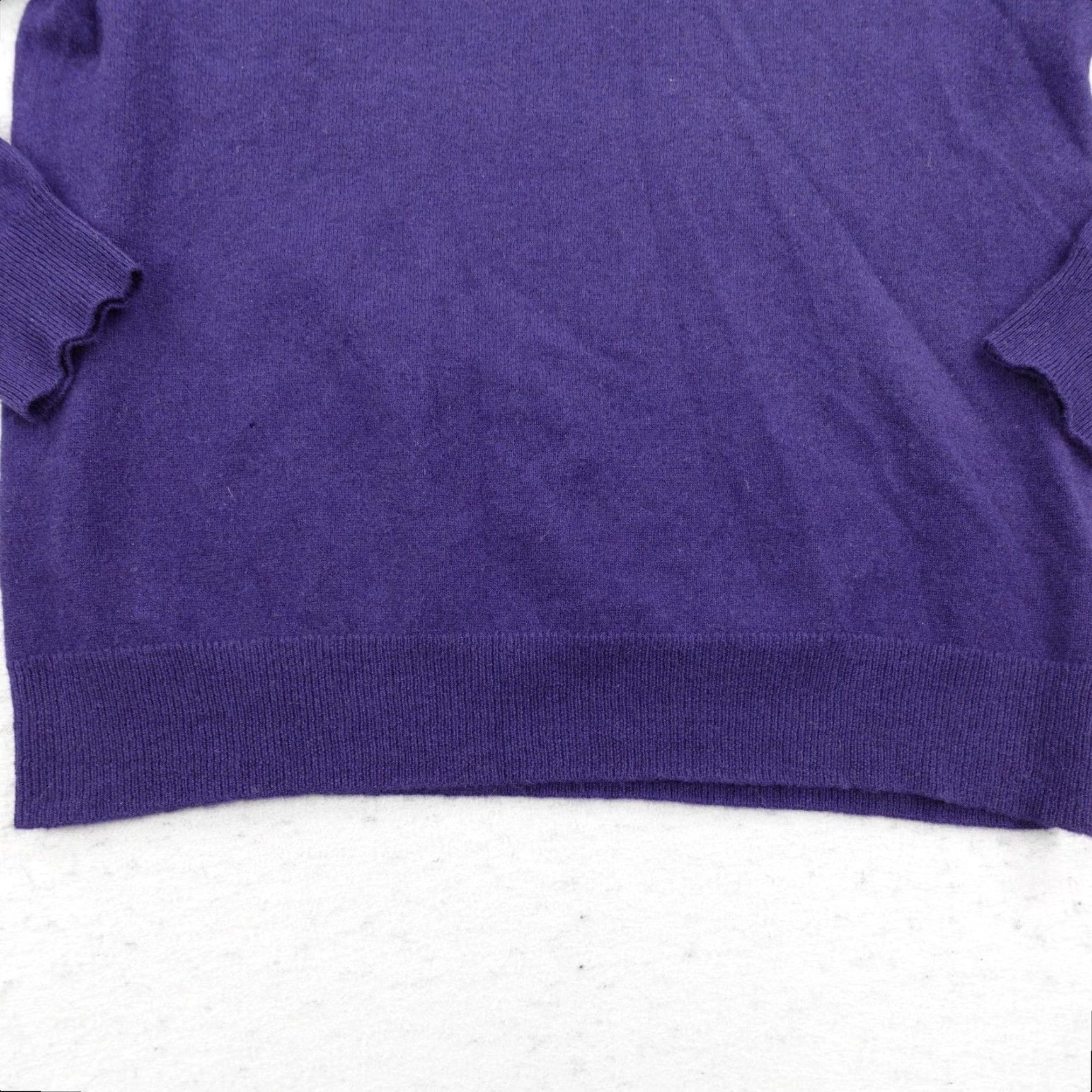 Vintage Qi Sweater Womens Large Blue 100% Cashmere V Neck Pullover Knit Jumper Top Size L / US 10 / IT 46 - 3 Thumbnail