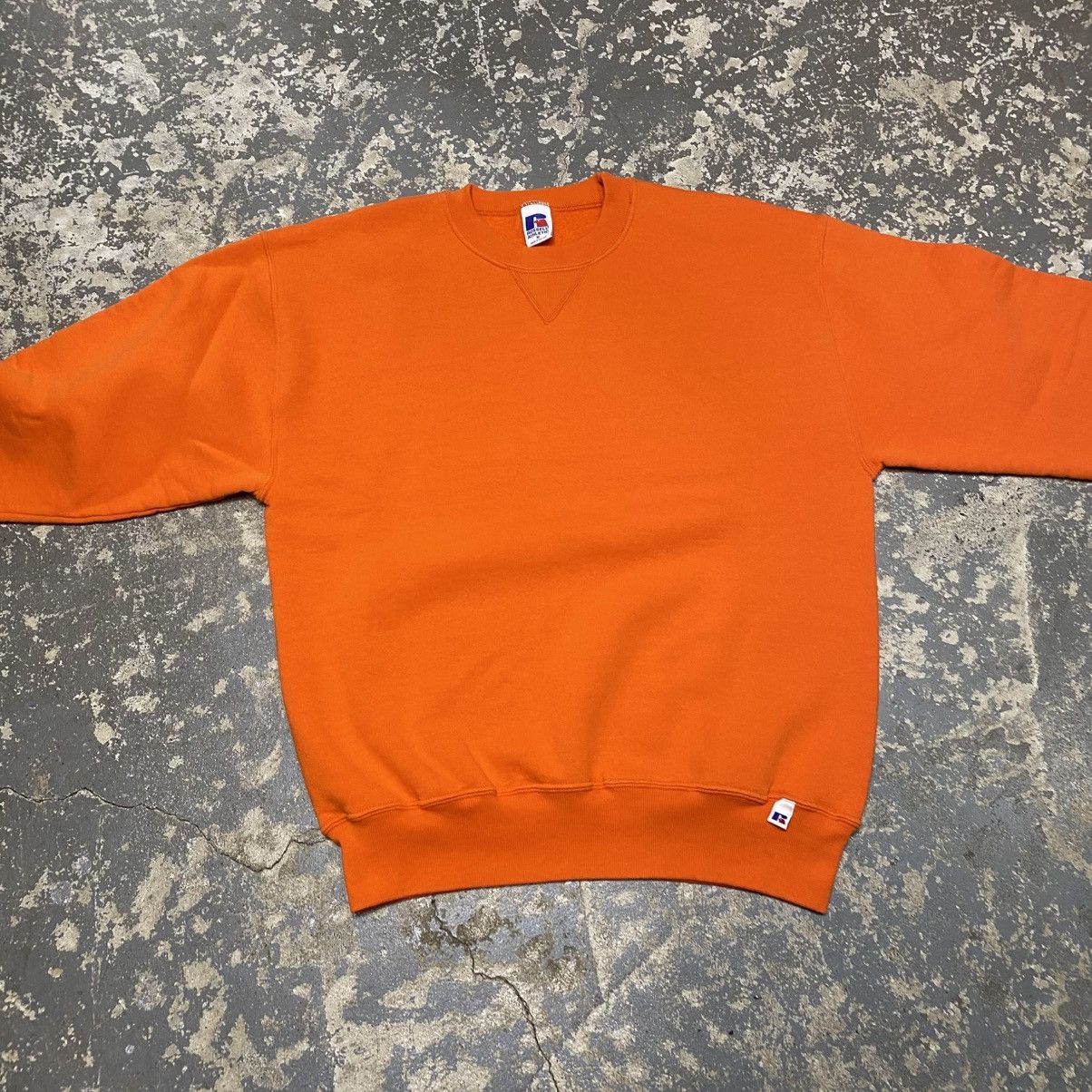 Russell Athletic × Vintage Vintage Russell Athletic Orange Blank Crewneck Hoodie Size US M / EU 48-50 / 2 - 5 Thumbnail