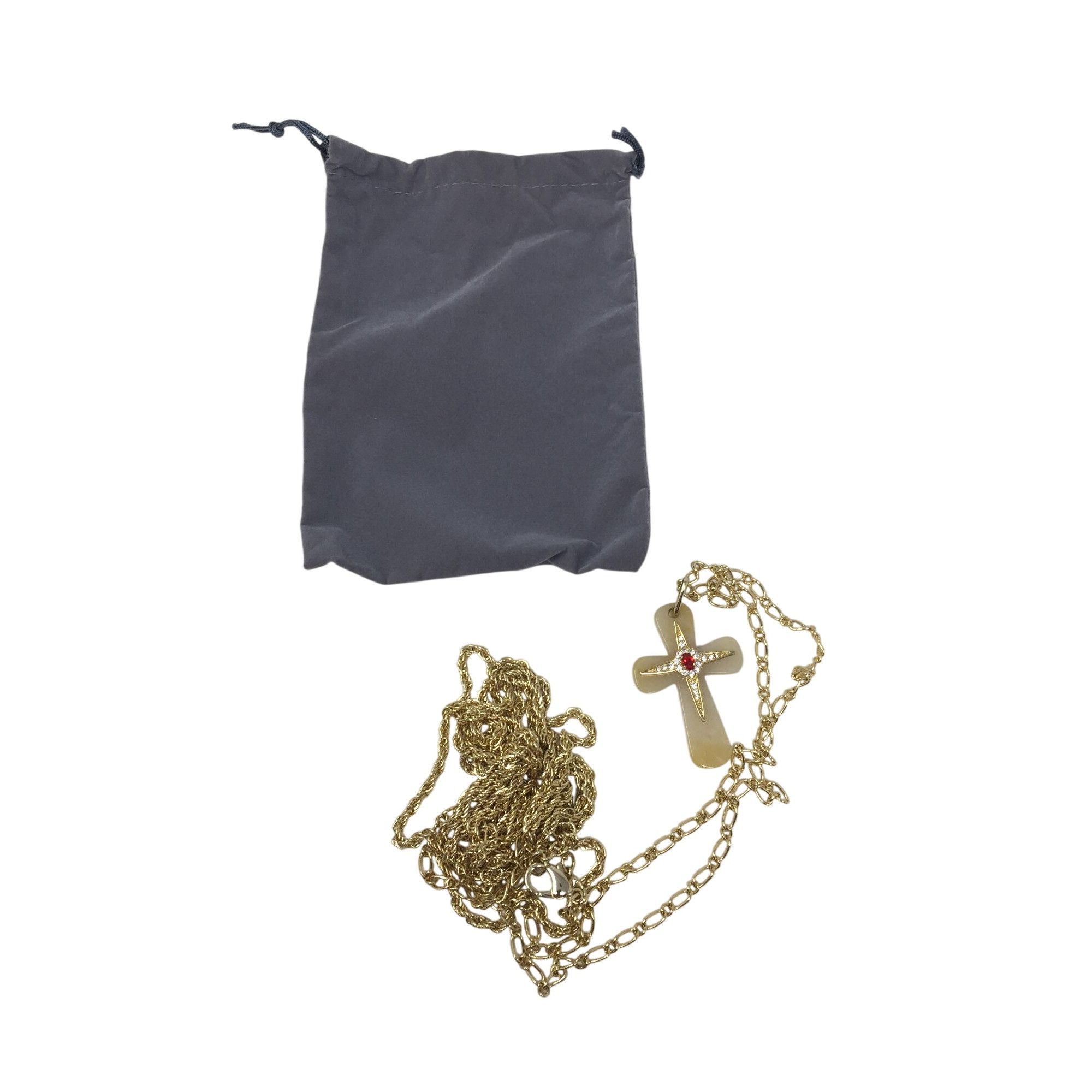 Other Vintage Camrose & Kross Gold Tone Red Gemstone Cross Necklac Size ONE SIZE - 2 Thumbnail