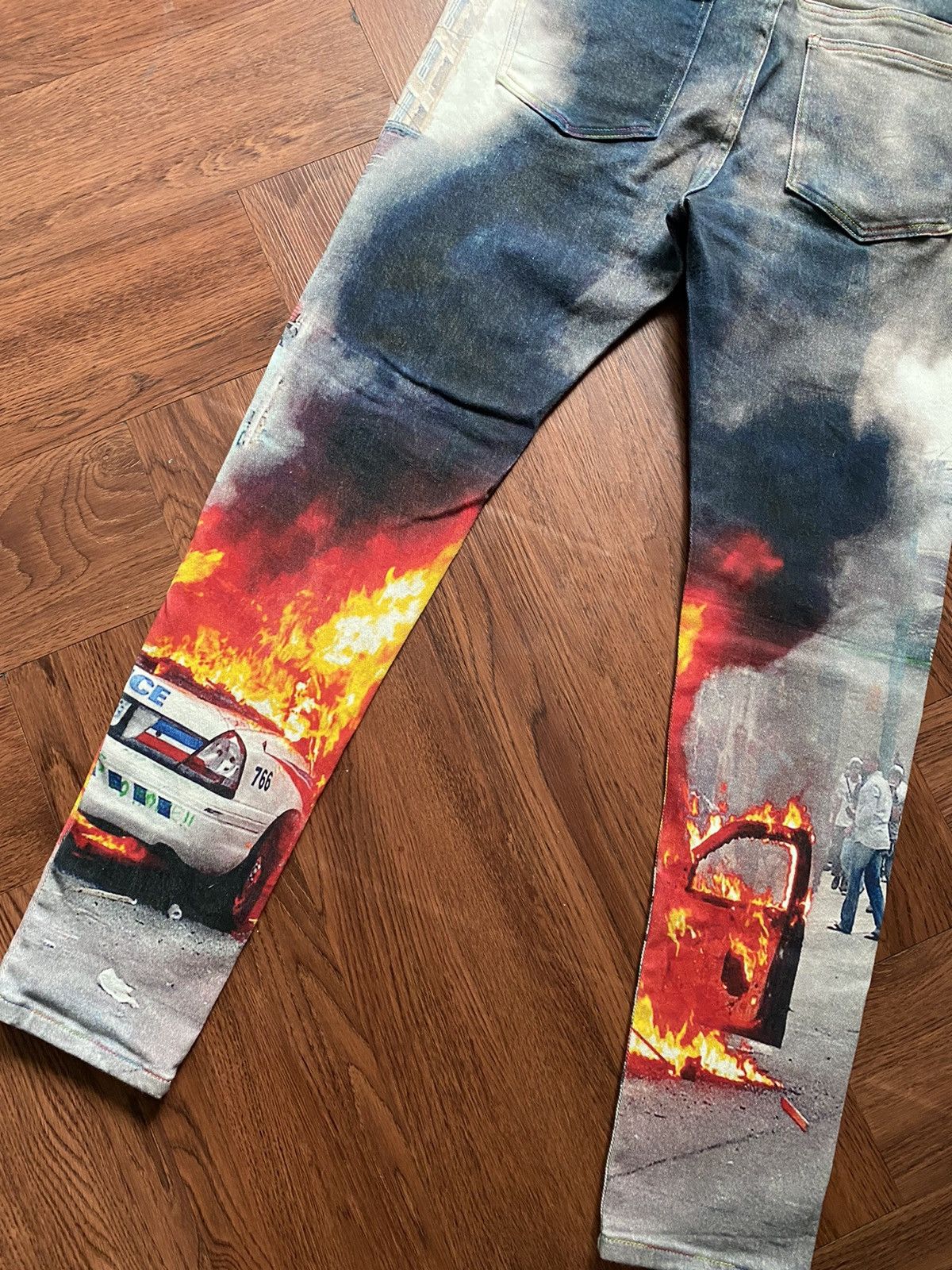 Embellish Embellish Fullprint Exploded Car Pants Size US 37 - 3 Thumbnail