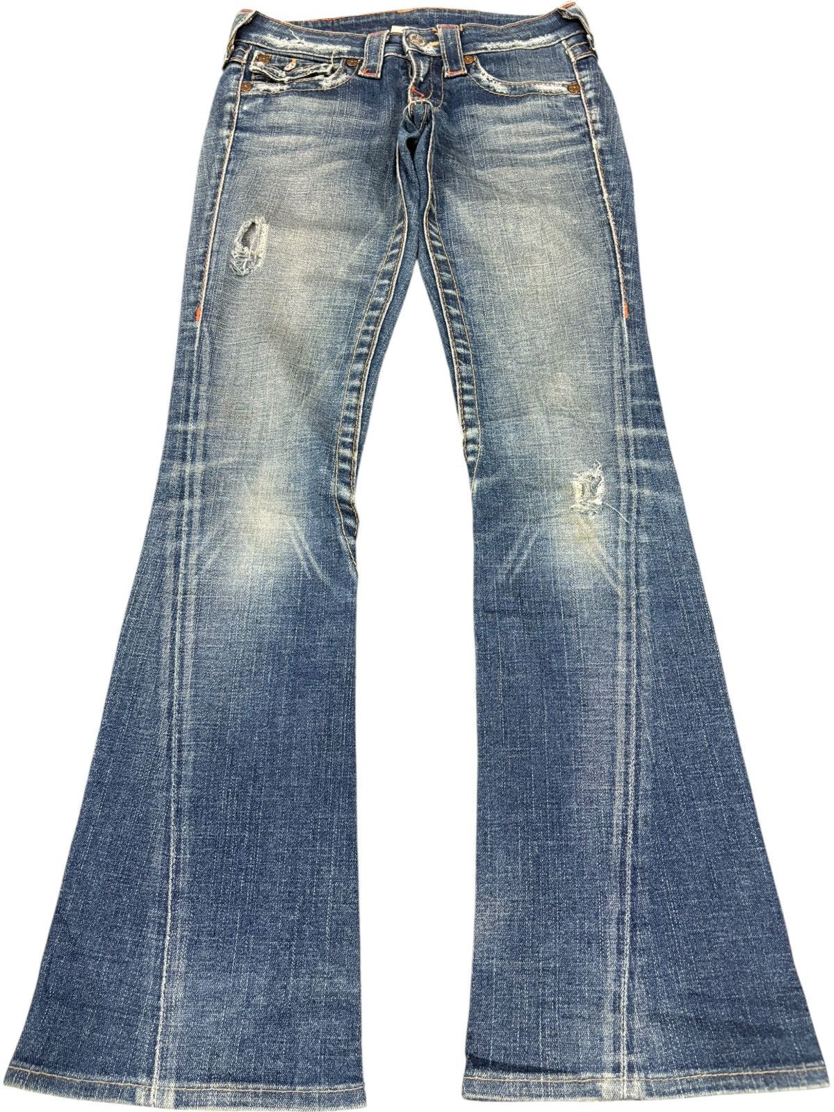 True Religion Vintage True Religion Joey Distressed Flare Blue Jeans Size 27" / US 4 / IT 40 - 1 Thumbnail